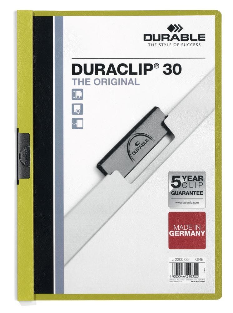 Rackhams Green Duraclip 30 Sheet Document Metal Clip File Folder | 25 Pack | A4