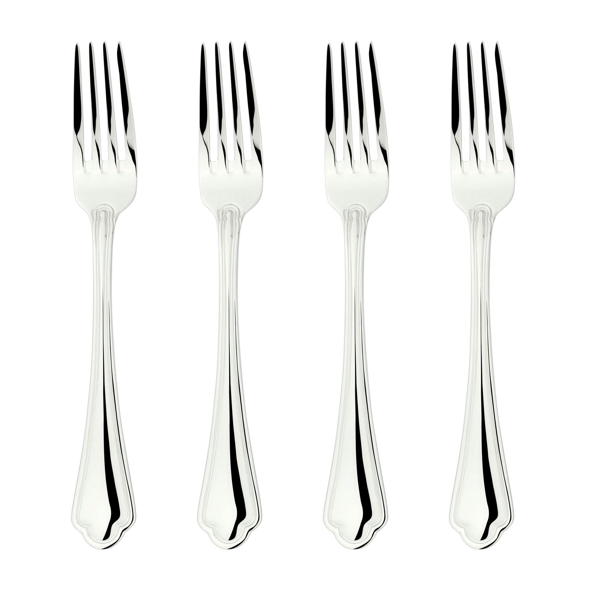 Glim & Glam Silver Cutlery 18/8 Stainless Steel Dinner Fork 4Pc Set Alhambra - Stainless Steel - Dinner Fork