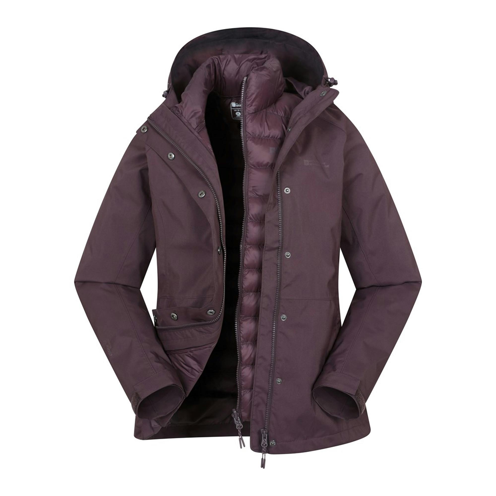 Mountain Warehouse Women's Dark/Burgundy Alaskan 3 In 1 Padded Jacket - 10 Uk - 100% Polyamide