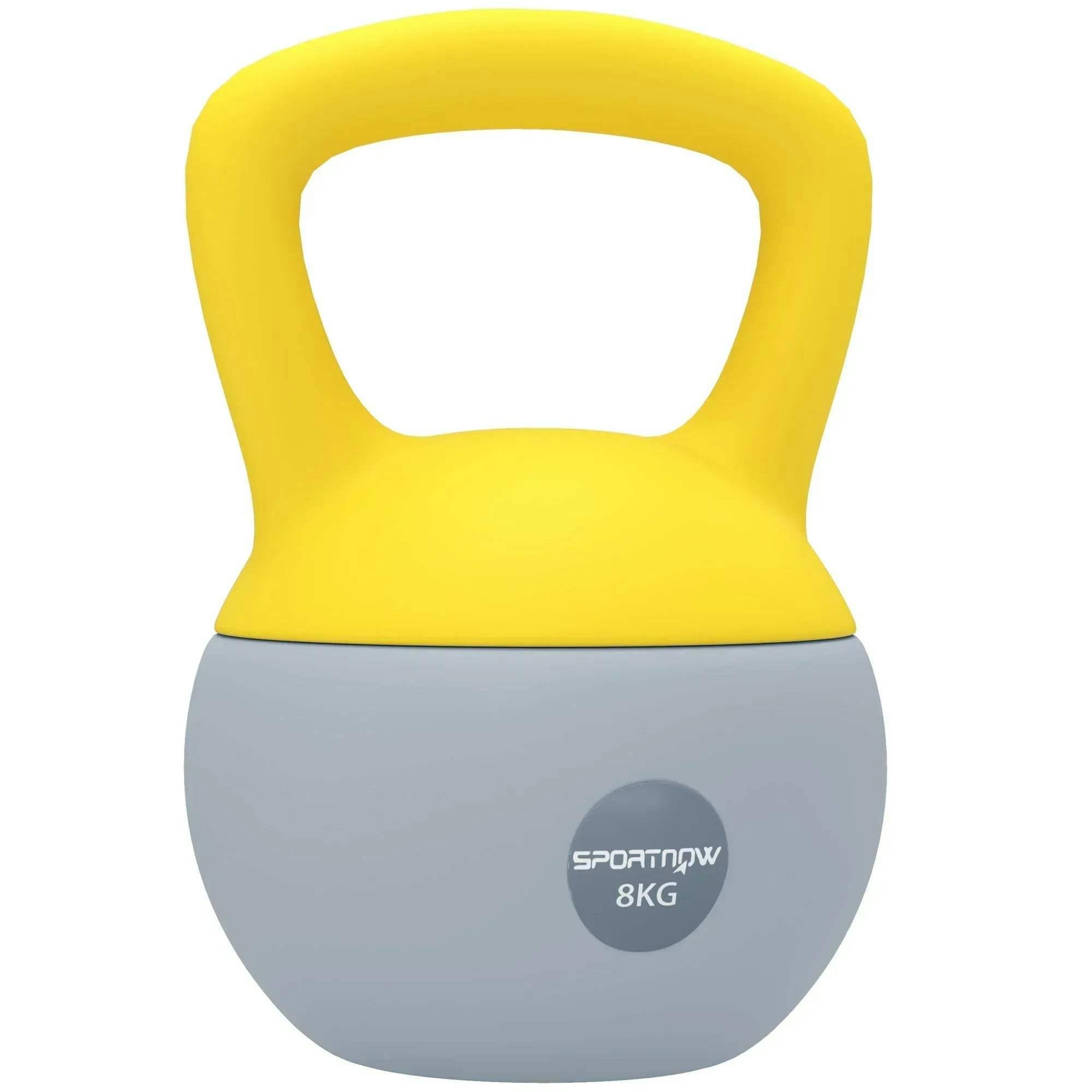 8KG Kettlebell Soft Body Non Slip Handle Yellow Grey - Image 4