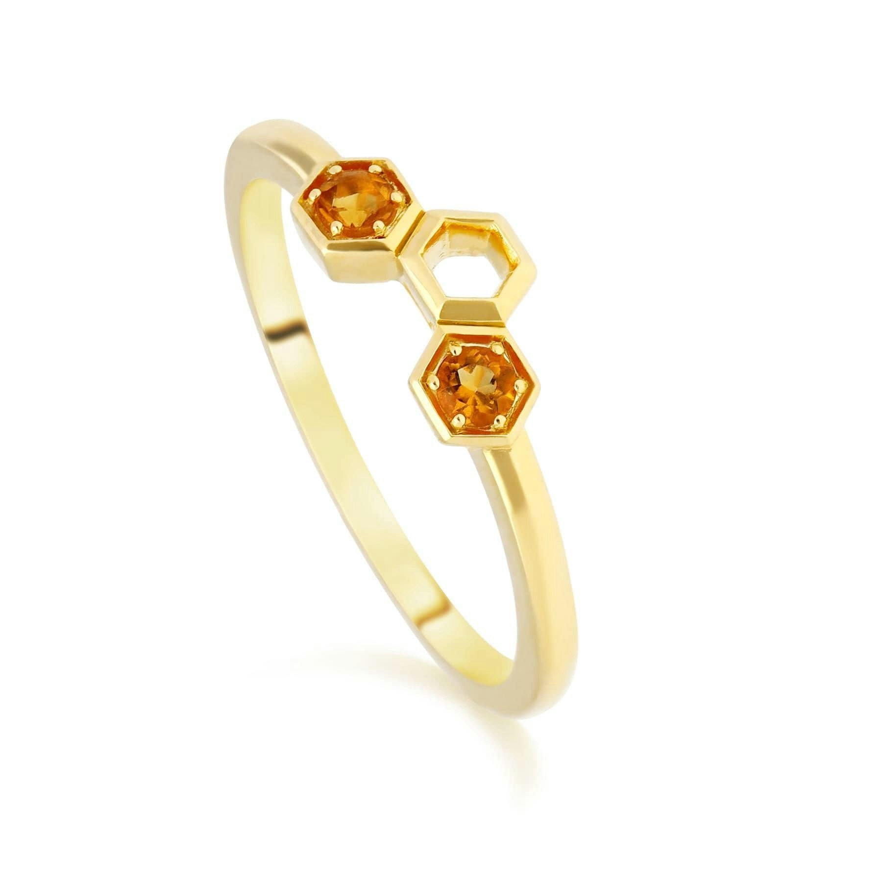 Gemondo Yellow/Gold Honeycomb Inspired Citrine Stack Ring In 9Ct - L