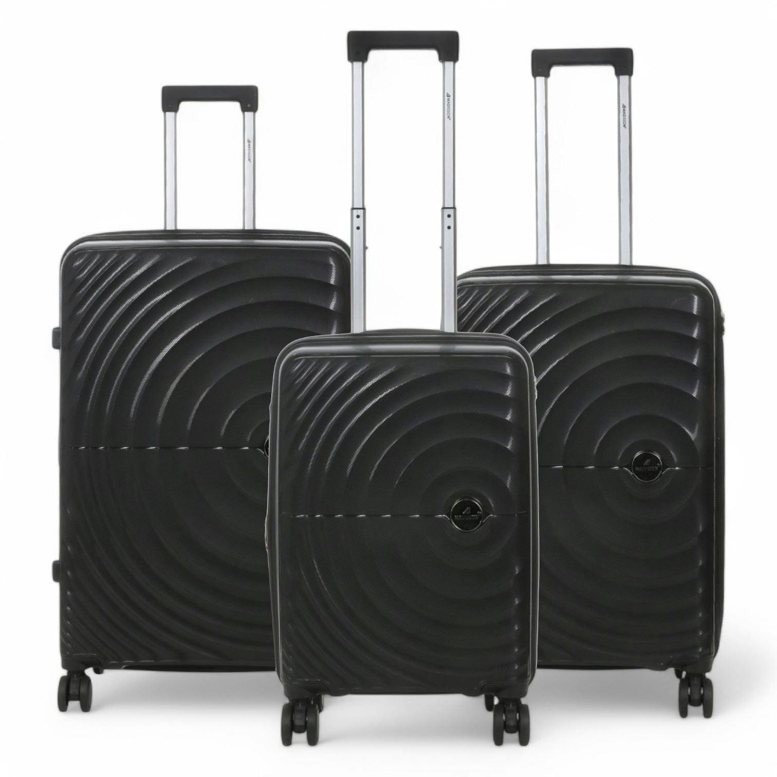 Snowball Black Expandable Hard Shell 8 Wheels Luggage Travel Cabin Suitcase Set - Set Of 3