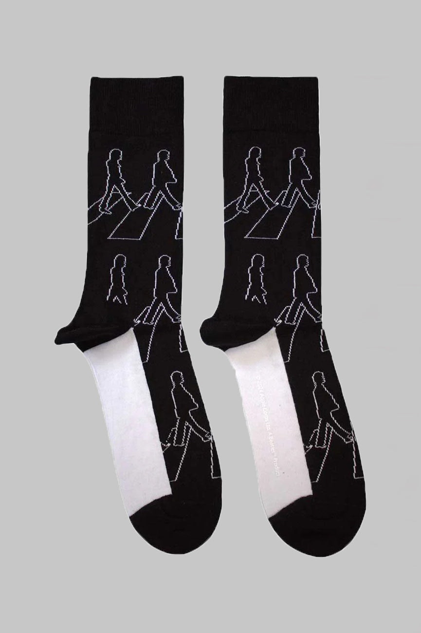 Paradiso Clothing Unisex Black The Beatles Abbey Road Outlines Ankle Socks