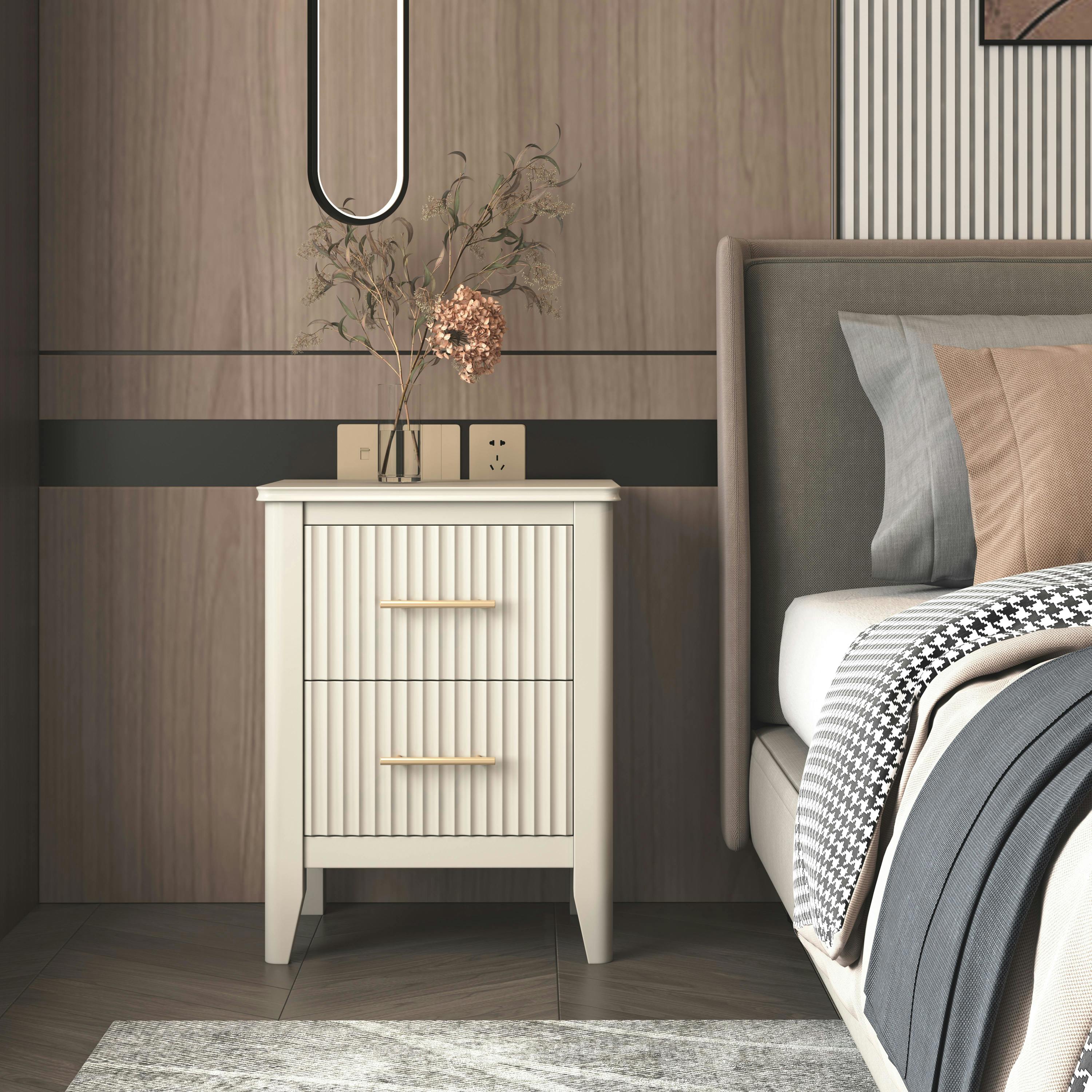 Cabinet Bits White Fregona 2 Drawer Bedside Table