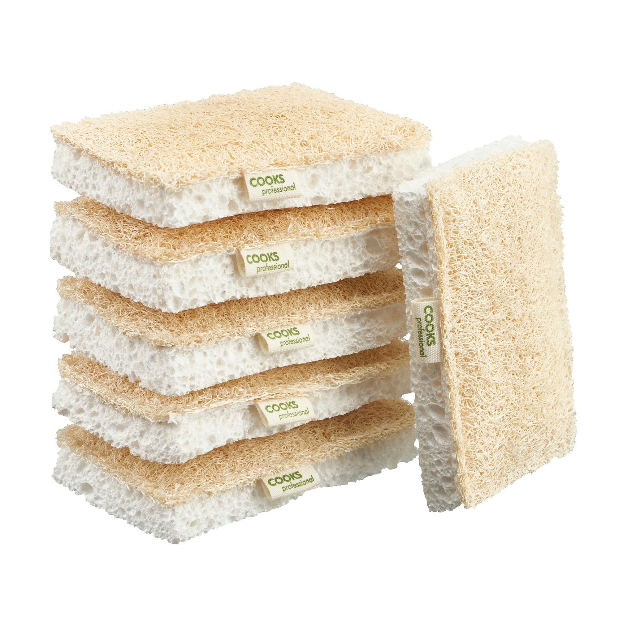 Cooks Professional Set of 6 Eco Biodegradable Scourer Sponges | Dual Sided | 100% Natural Cellulose & Loofah | Multipurpose Cleaning Sponge for Kitchen, Bathroom, Household | Compostable & Plastic Free - Image 4