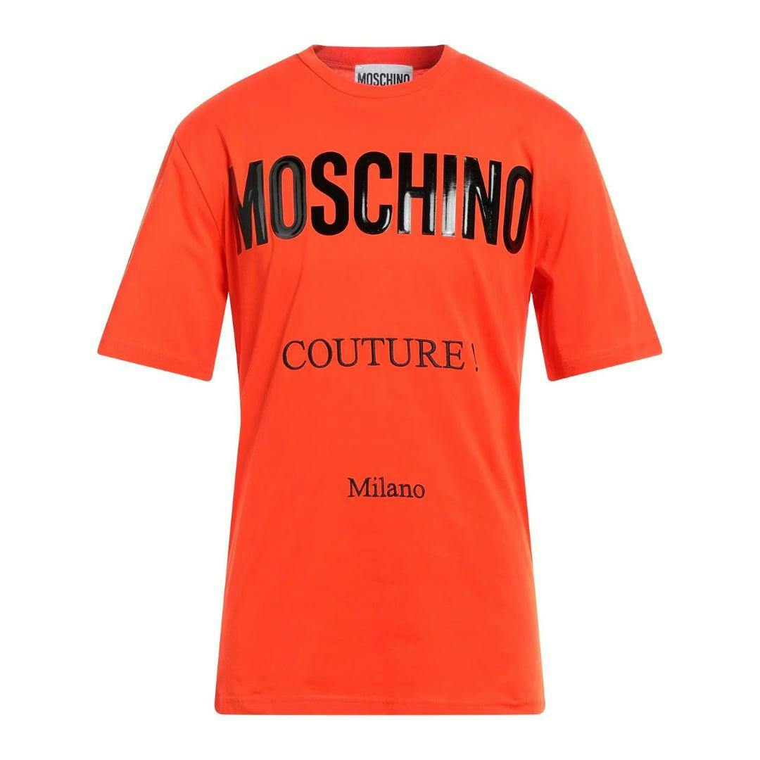 Moschino Men's Orange Couture Gloss Logo T-Shirt - L - 100% Cotton