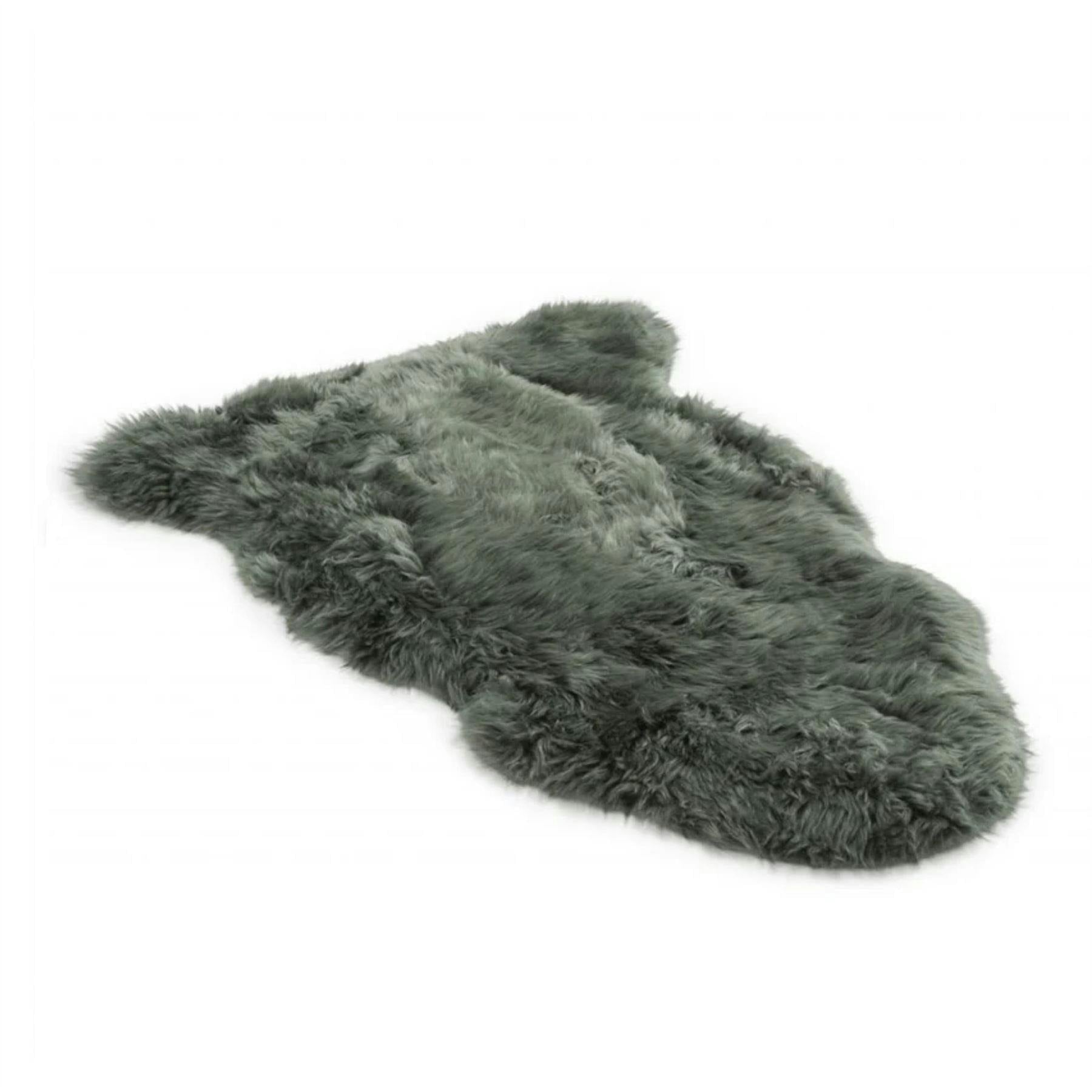 Rackhams Green Genuine Sheepskin Natural Silky Soft Fluffy Real Wool Rug - 90 X 60 Cm