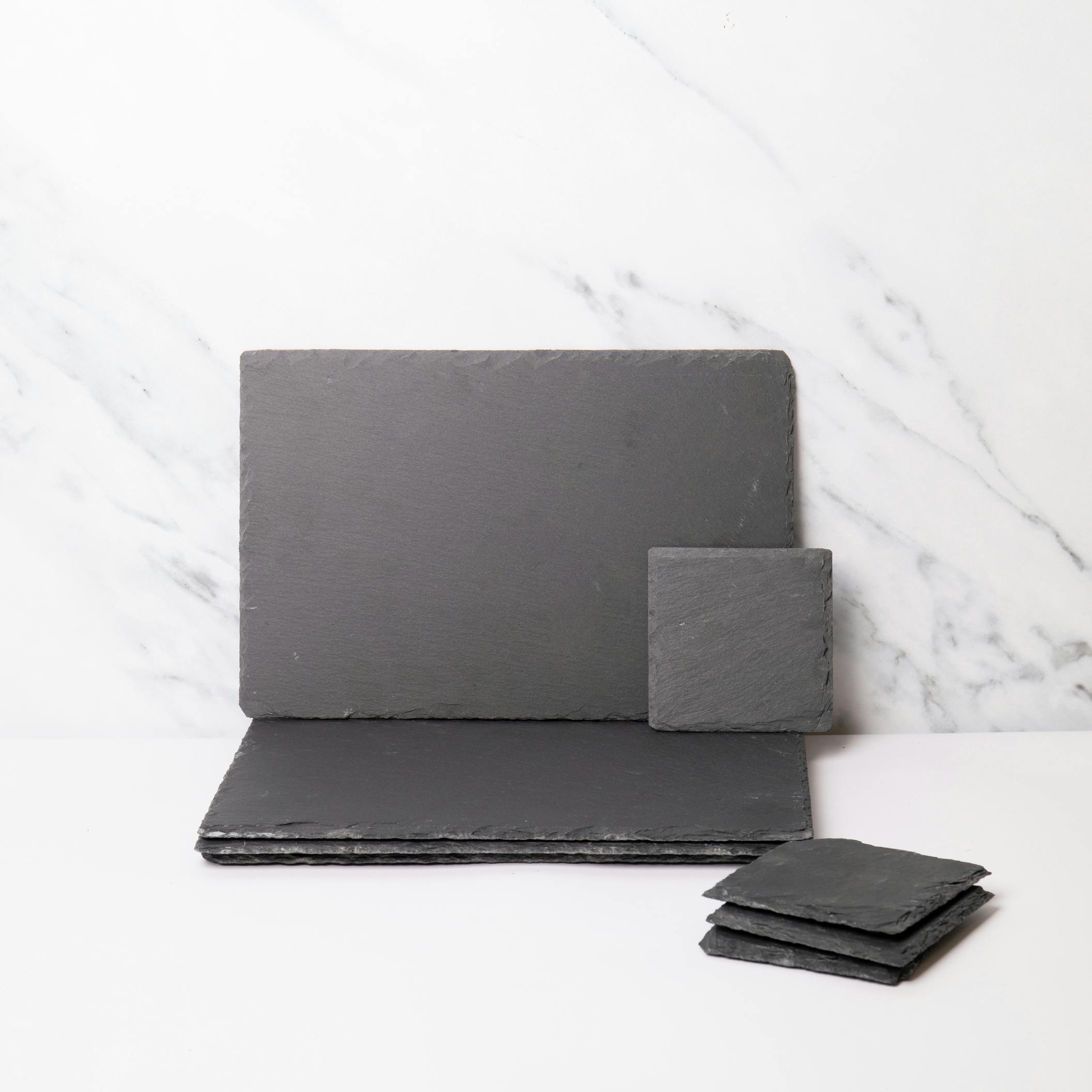 Rackhams Black/Grey 8Pc Placemat And Coaster Set With 4X Slate Placemats And 4X Coasters - Slate - Placemats