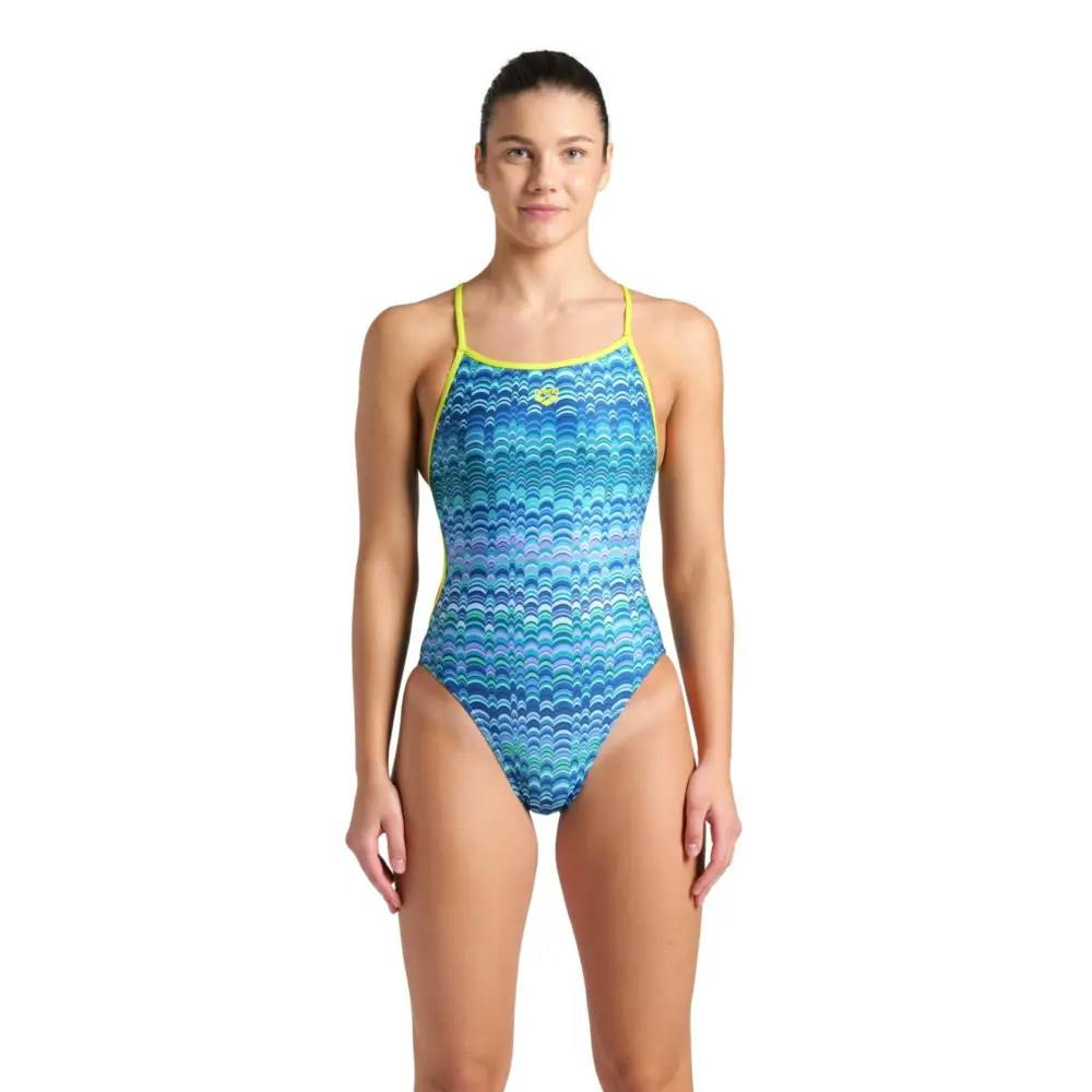 Arena Green Ondulation Lace Back Swimsuit - Navy/ - Uk Size 28