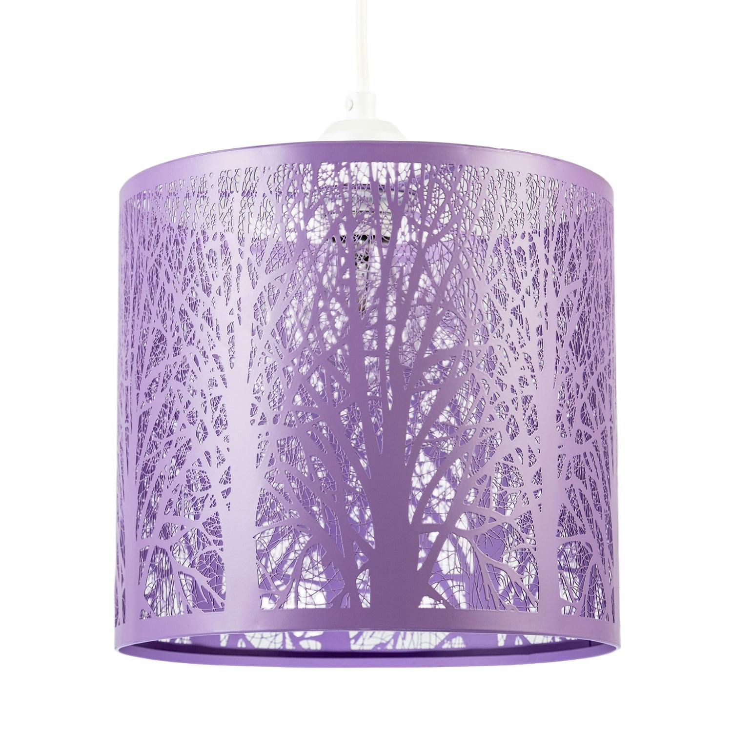 Happy Homewares Lavender/Lilac Unique And Beautiful Metal Forest Design Pendant Shade