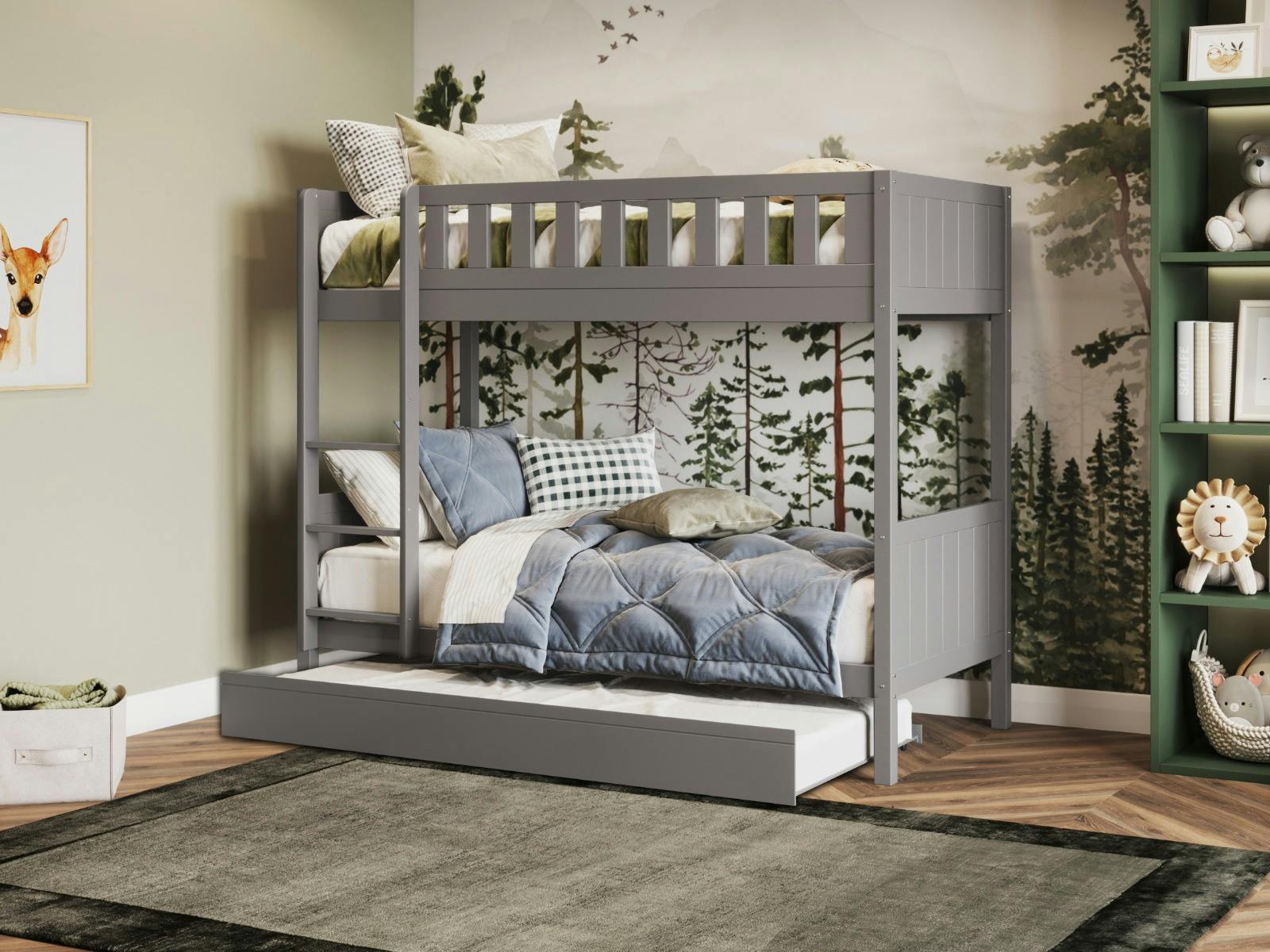 B&Q - Bea Shorty Wooden Bunk Bed With Trundle Grey - Image 2