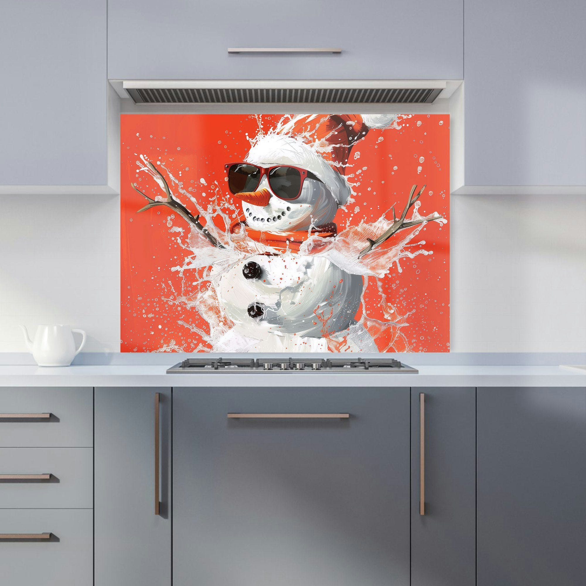 Warren Reed - Designer Cool Snowman In Winter Splash Kitchen Splashback - W900mm X H650mm