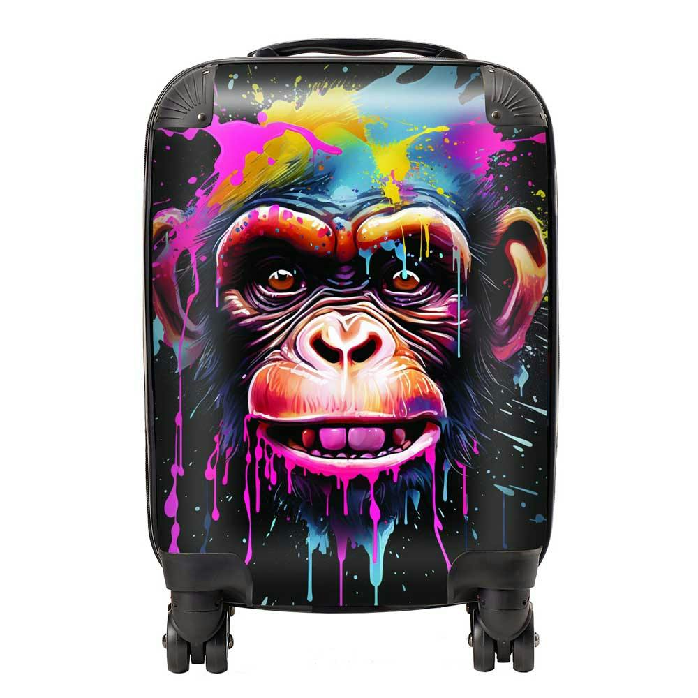 Warren Reed Dark/Pink/Blue Multi Coloured Monkey Face Splashart Suitcase - Small