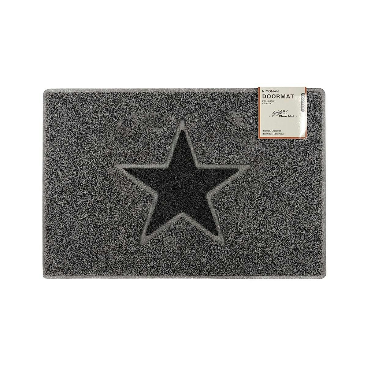 Rackhams Grey/Black Star Medium Doormat In With Star - Vinyl - 1