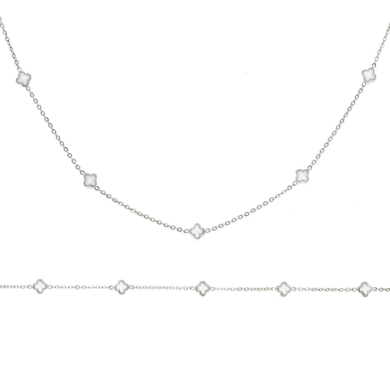 Say It With Silver Clover Dainty Gift Set - & Pearl