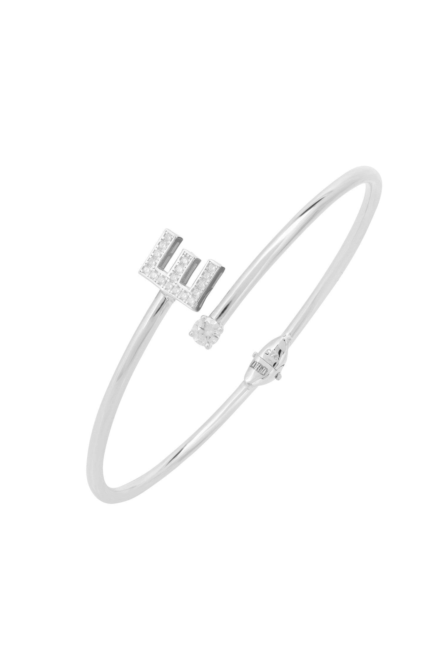 Latelita Silver Initial Bangle E