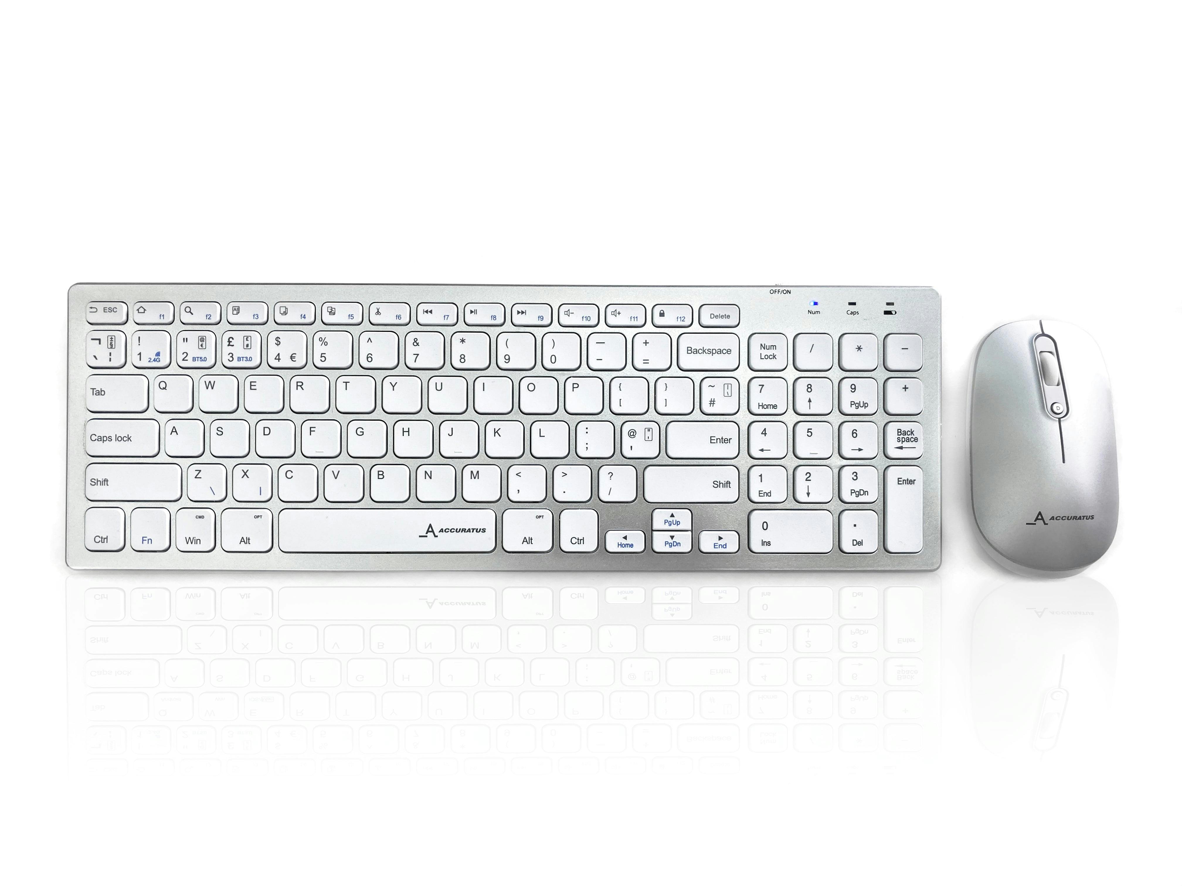 Accuratus 8400 - Rechargeable Multidevice Bluetooth 5.0 & Rf 2.4Ghz Wireless Multimedia Scissor Key Keyboard And Mouse Set