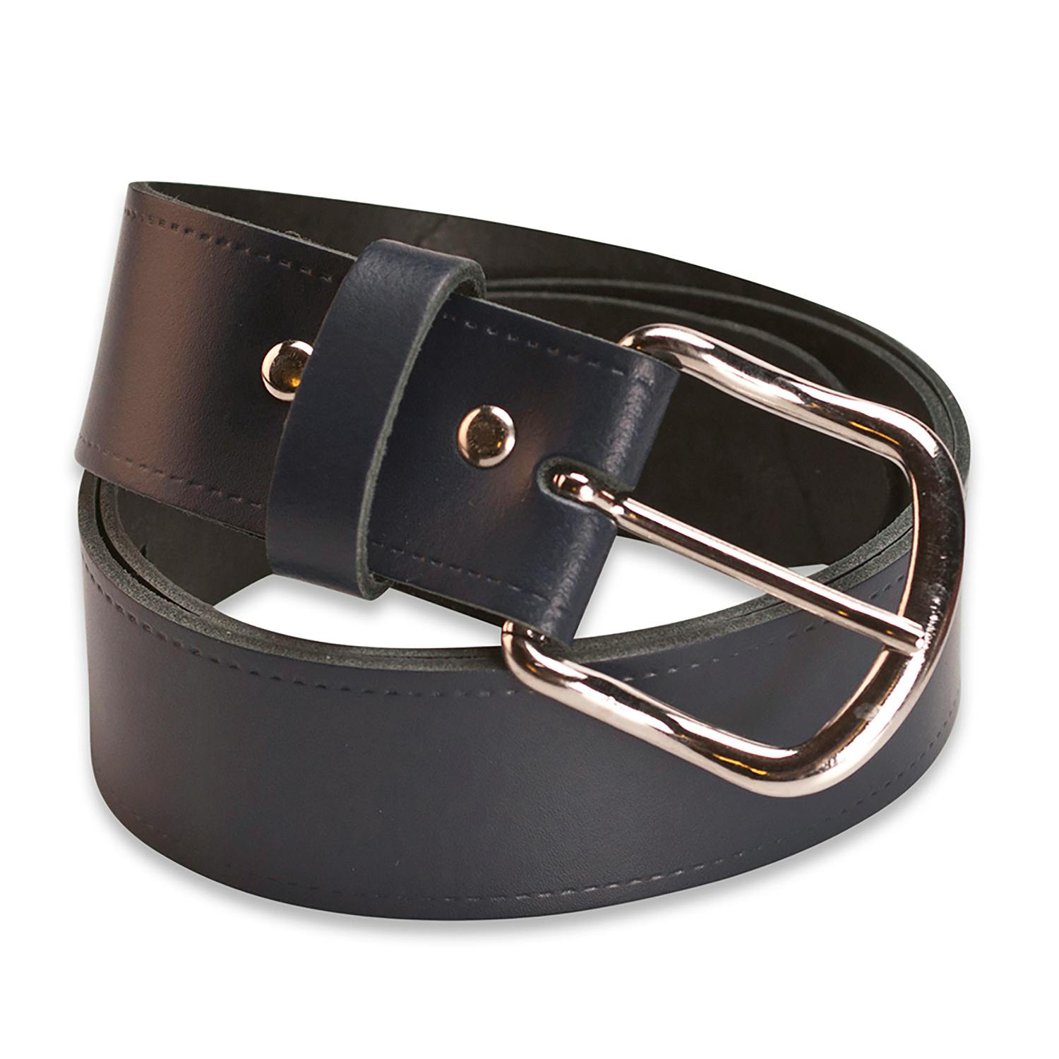 Hawkdale Men's Blue Uk Made Leather Belt 1.5" Wide - Xl - 40-44" - Navy