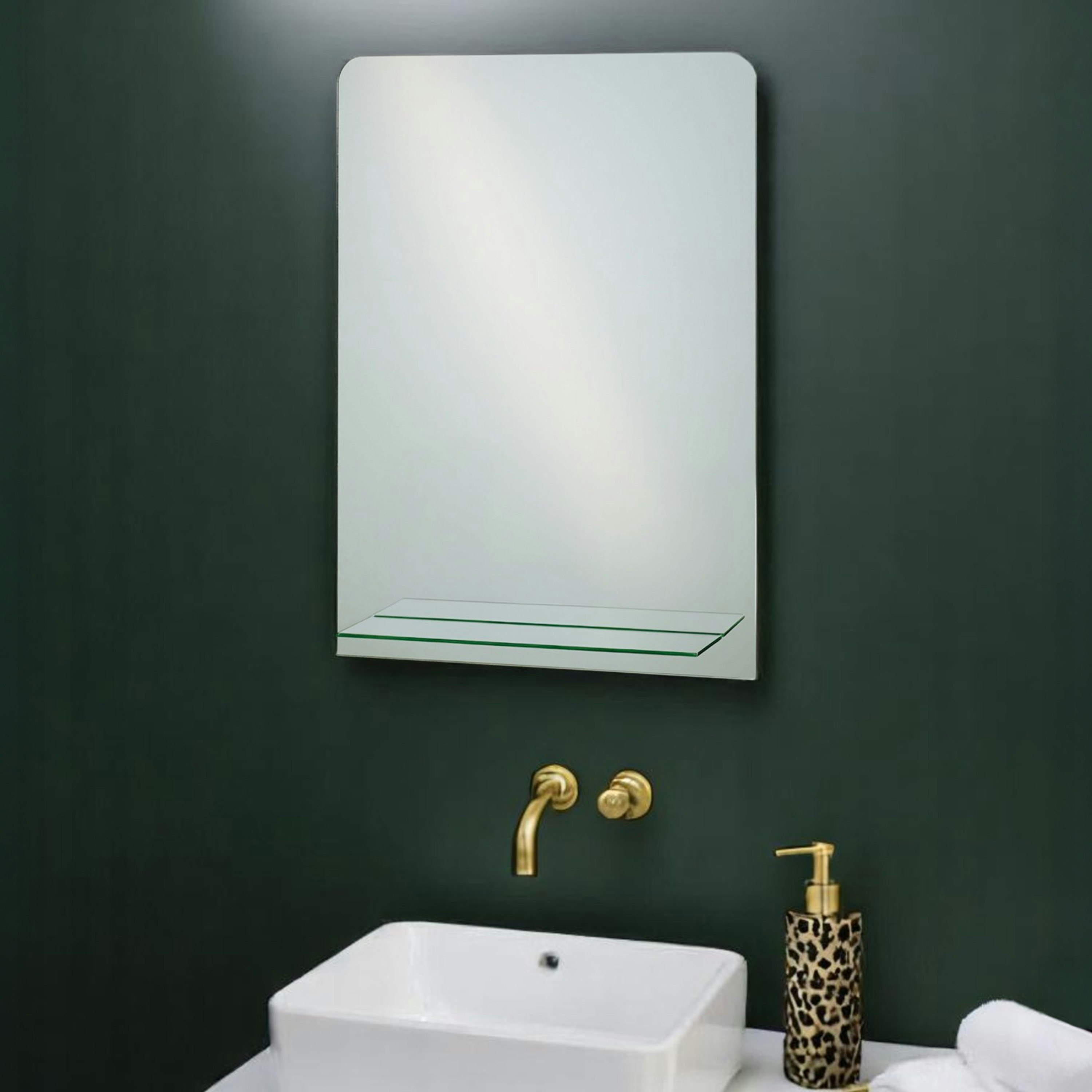 Rackhams Rochester Rectangular Wall Mounted Frameless Bathroom Mirror 70 X 50Cm