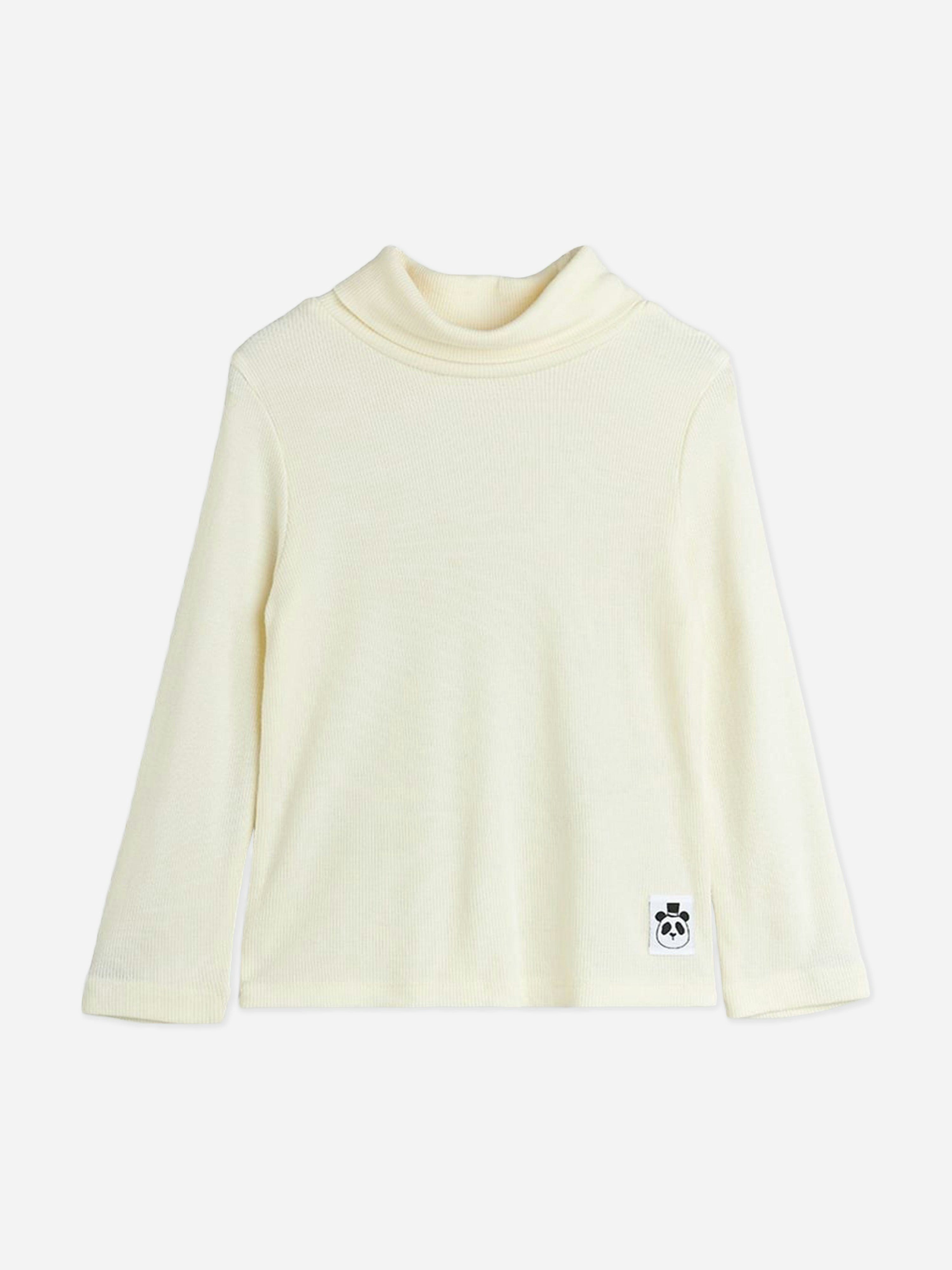 Mini Rodini Girls Ivory Ribbed Turtleneck Top In - 92-98 Cm (1.5-3 Yrs)