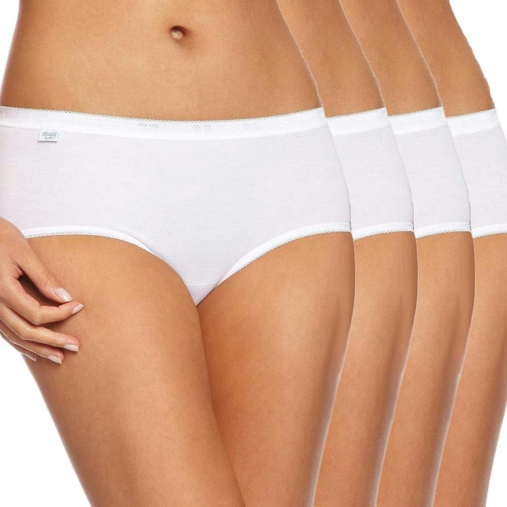 Sloggi Women's White Basic+ 4-Pack Midi Briefs, - 18