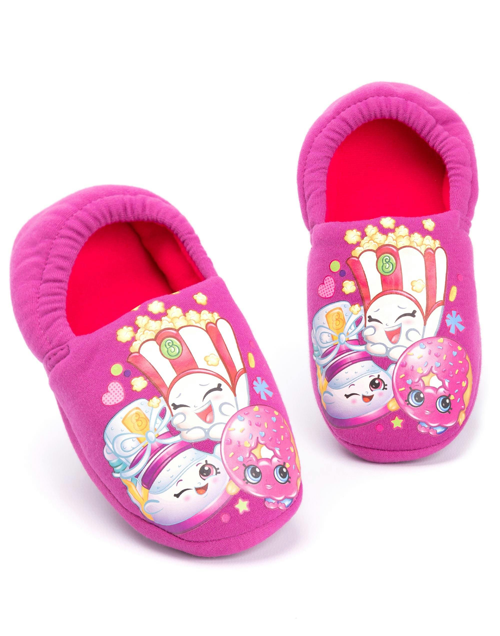 Vanilla Underground Girls Pink Shopkins Poppy Corn & D'lish Donut Slip On Loafer Slippers - 8 Uk Child