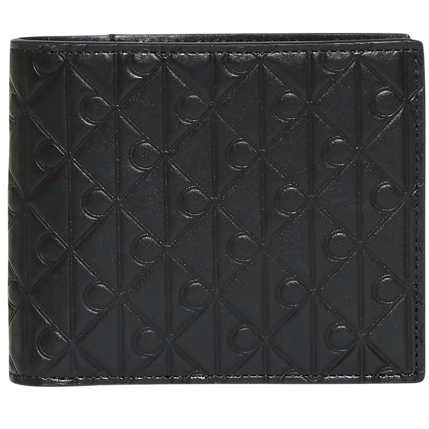 Calvin Klein Black Embossed Leather Wallet - Print - One Size - Print - 100% Mixed