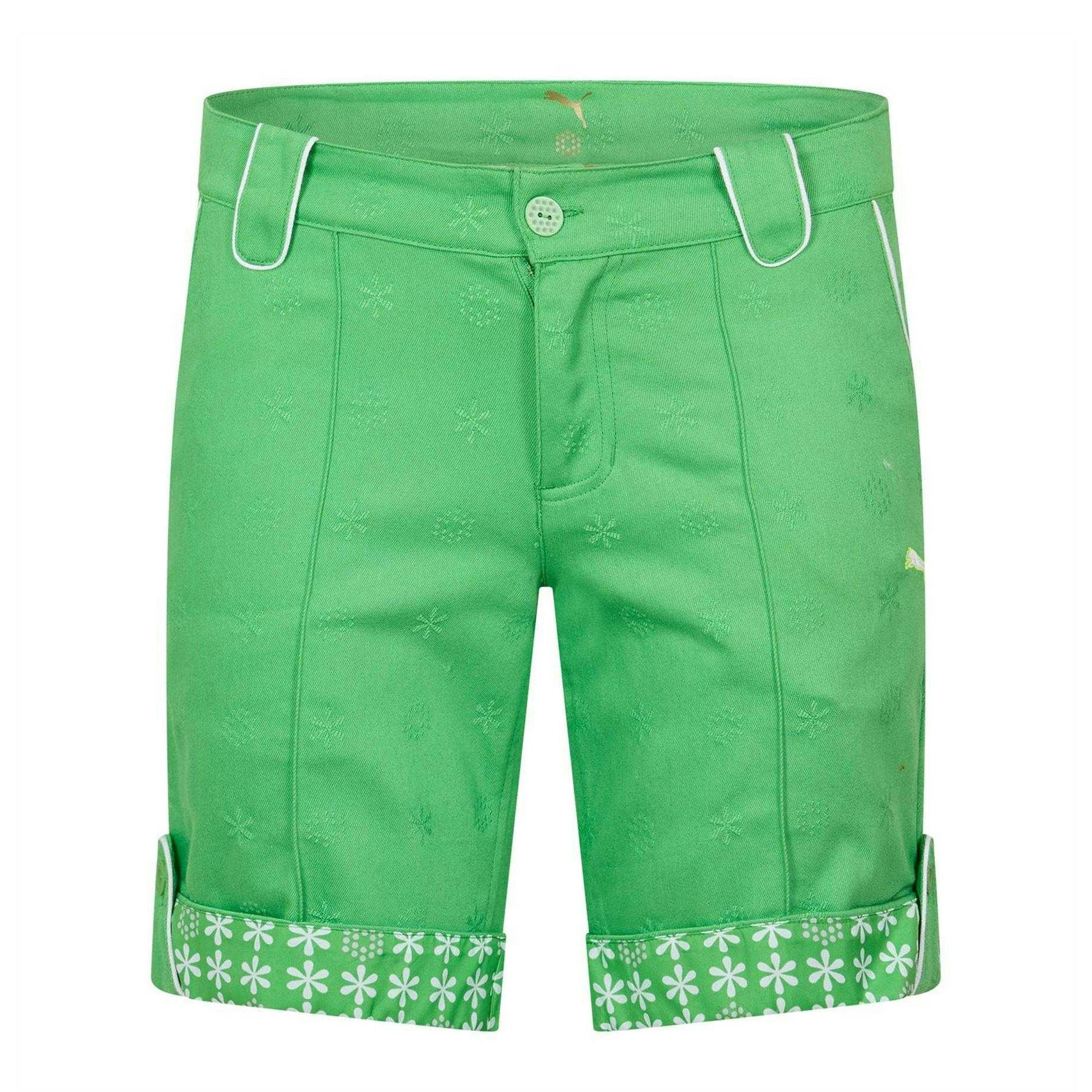 Puma Women's Green Jacquard Tailored Golf Shorts - 8 Uk S - 100% Mixed