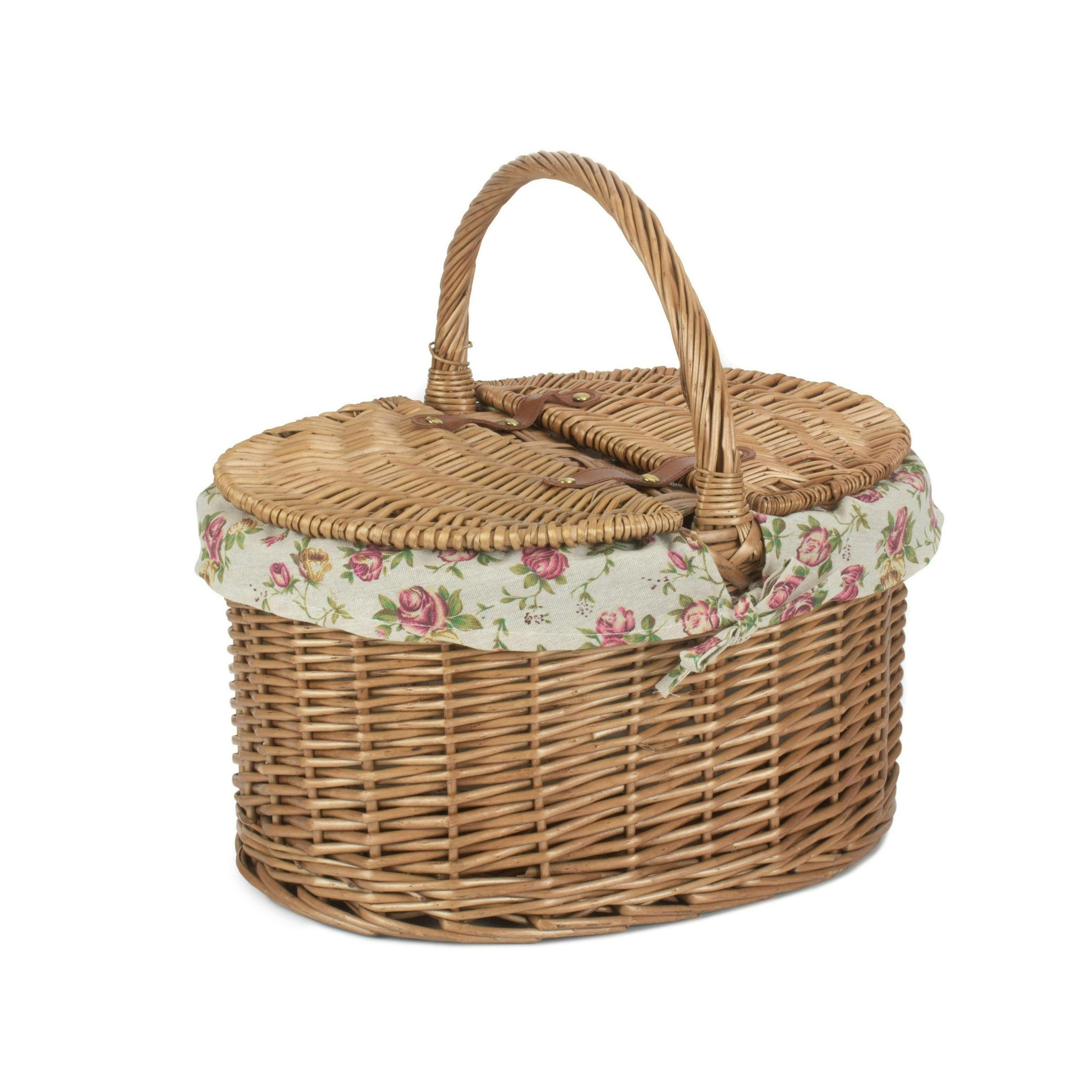 Red Hamper Red/Light Hamper Large Steamed Oval Butterfly Lidded Wicker Picnic Basket - Floral