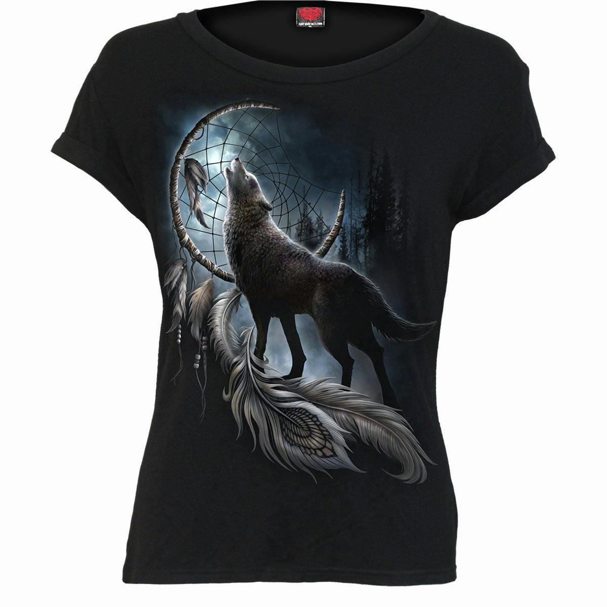 Spiral Direct Black From Darkness - Boatneck Cap Sleeve Top - L - Digital - Digital