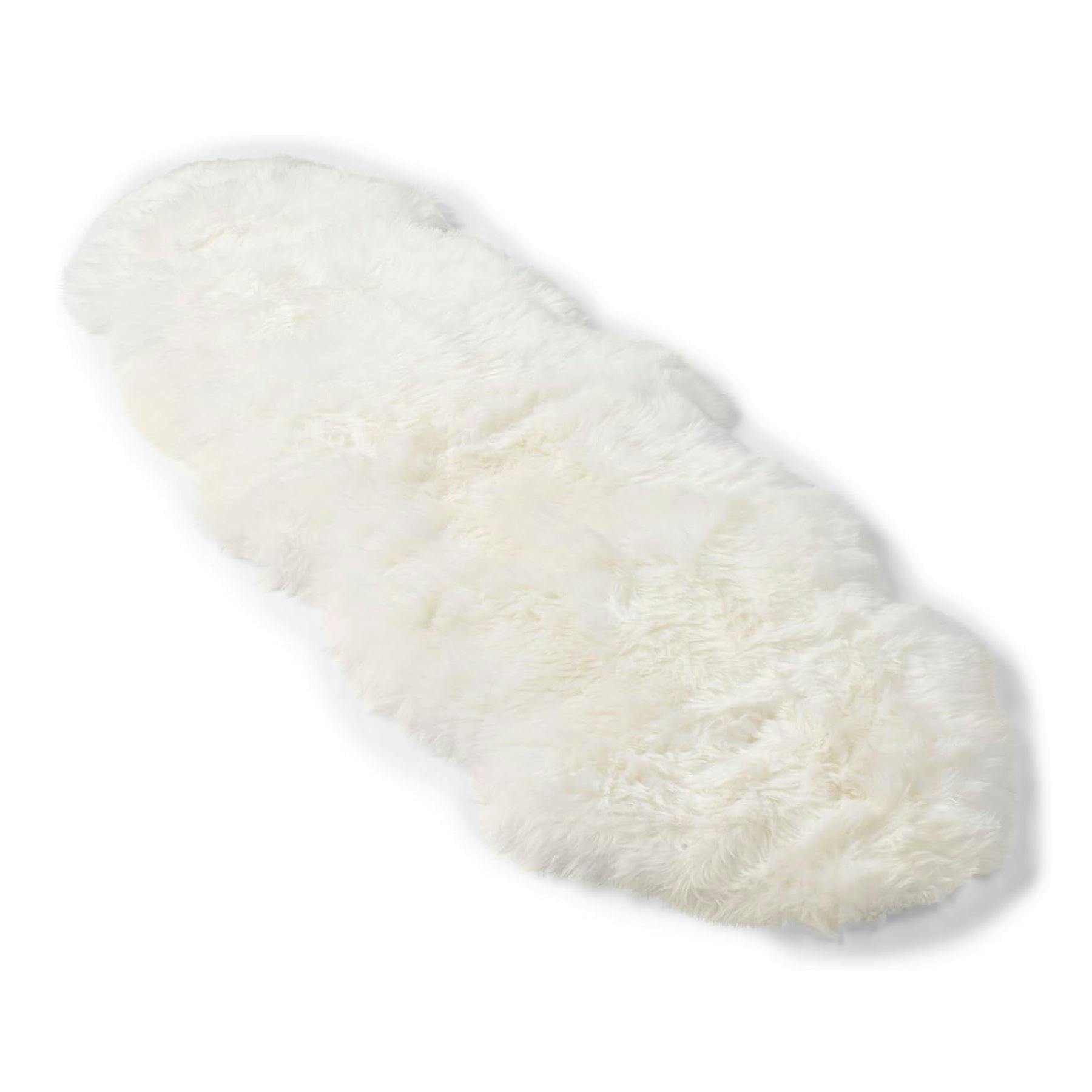 Infinity Leather Ivory Genuine Sheepskin Double Natural Fluffy Silky Soft Real Wool Rug - 180 X 60 Cm