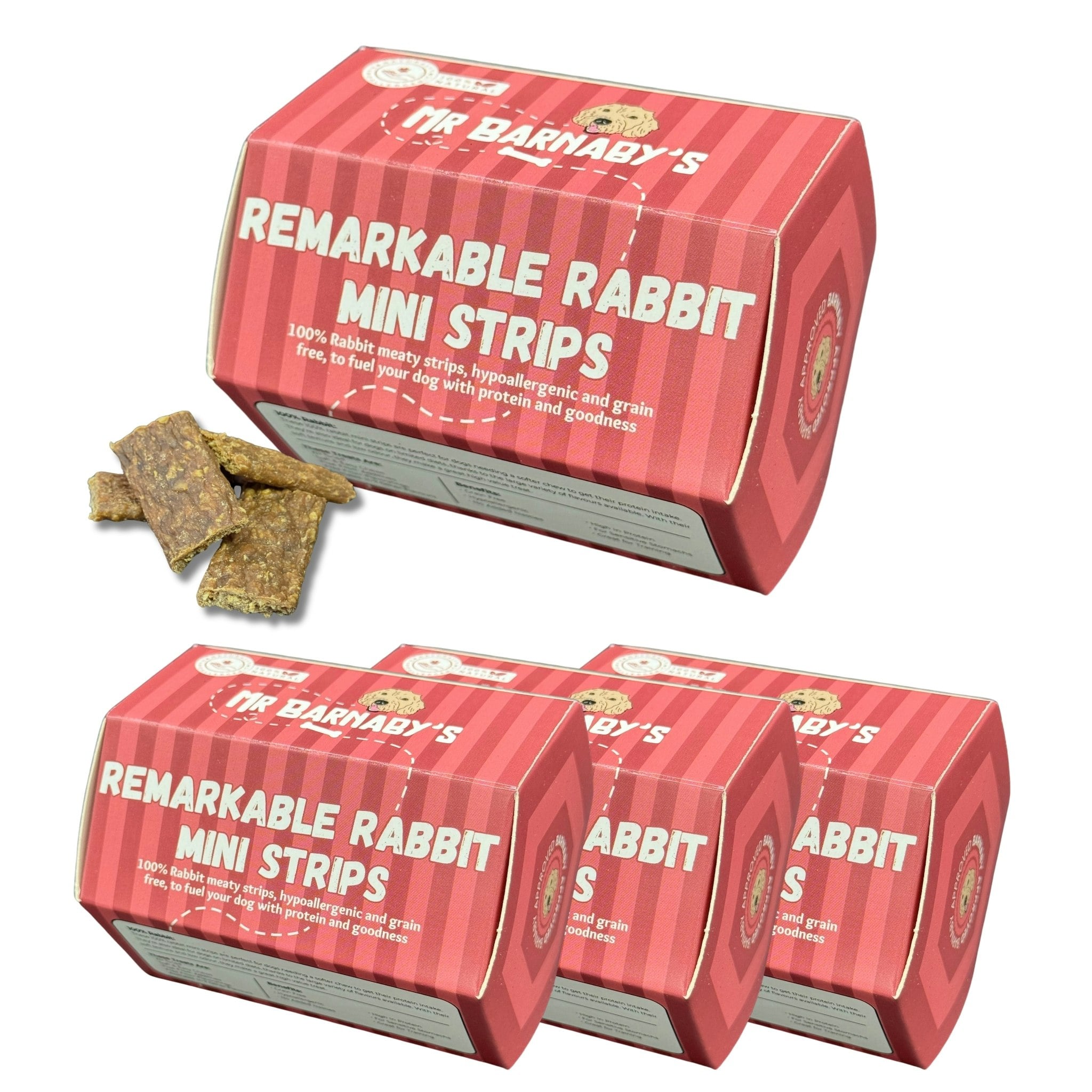 Mr Barnaby’s Grain Mr Barnaby's Remarkable Rabbit Mini Strips Dog Treats (Pack Of 4) - Pack Of 4 - 4