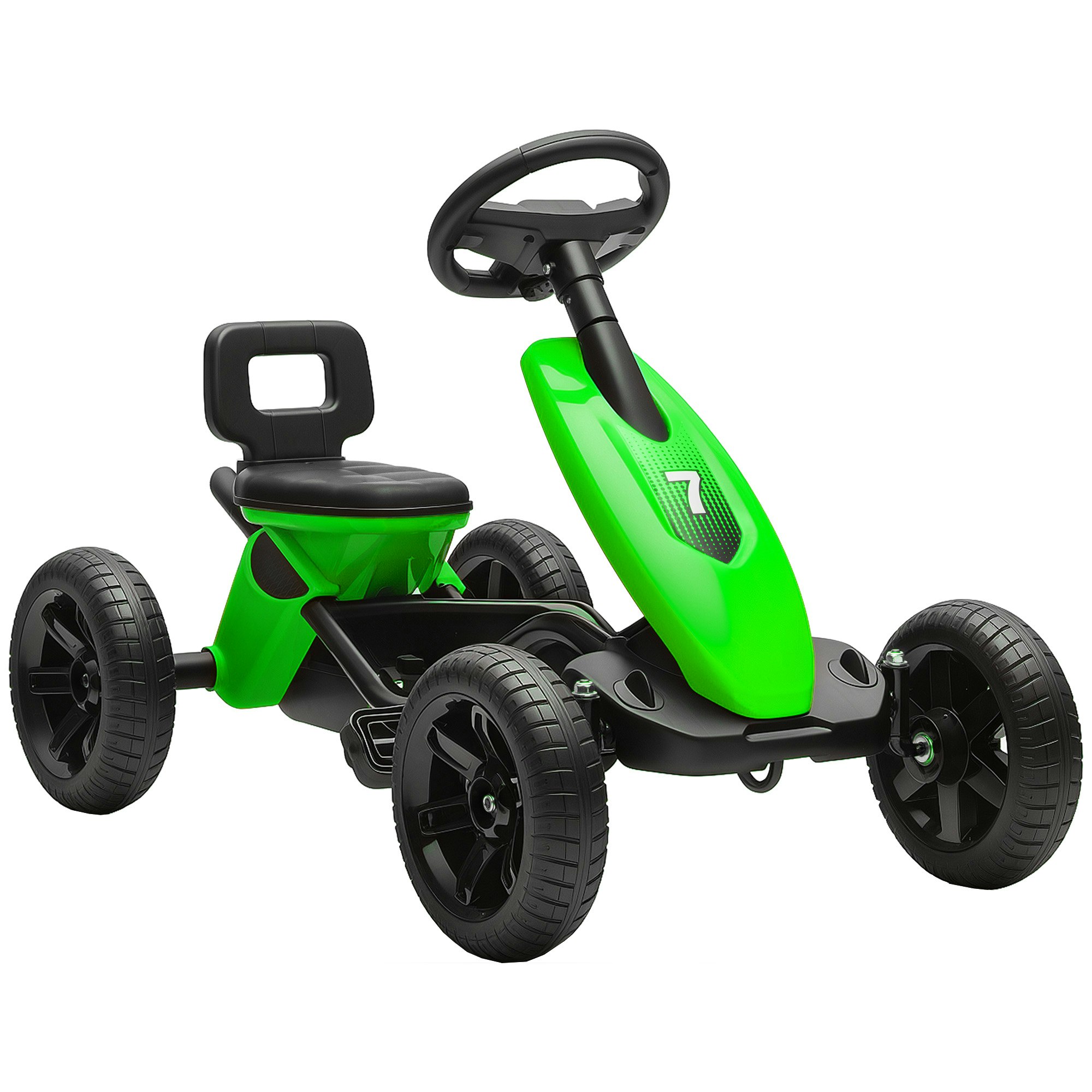 Aiyaplay Green Pedal Go-Kart For Kids With Silent Eva Wheels, Metal Frame, Large