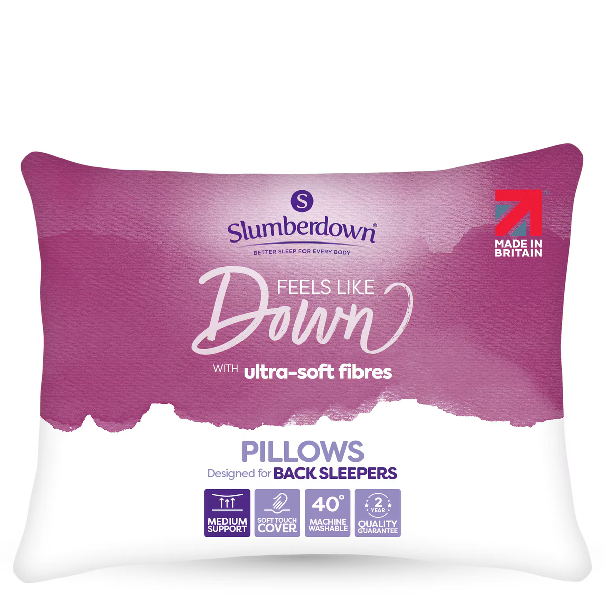 Slumberdown Unisex Plum Feels Like Down Medium Support Pillows: 4 Pack - Image 5