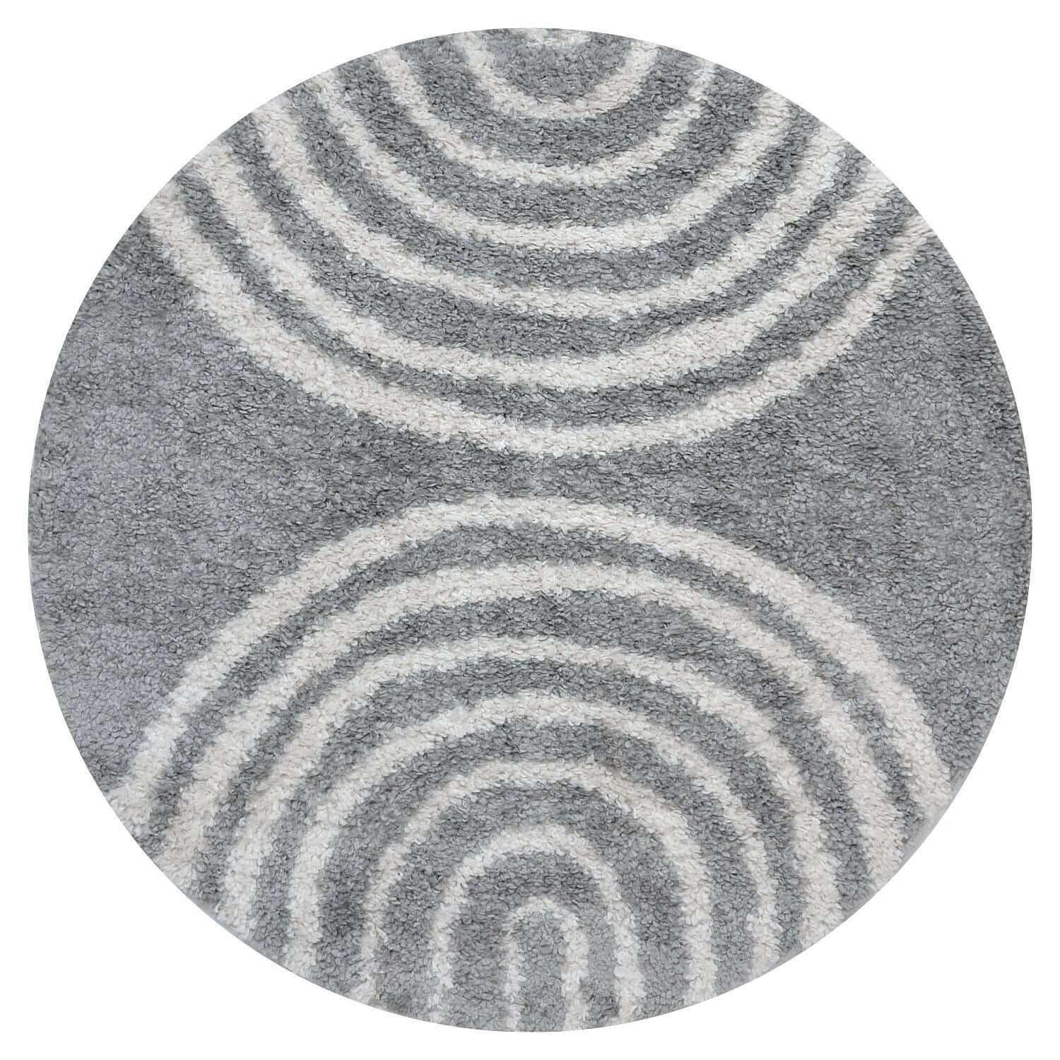 The Rugs Grey Moodi Shaggy Echo Rug - Ø 120 Cm