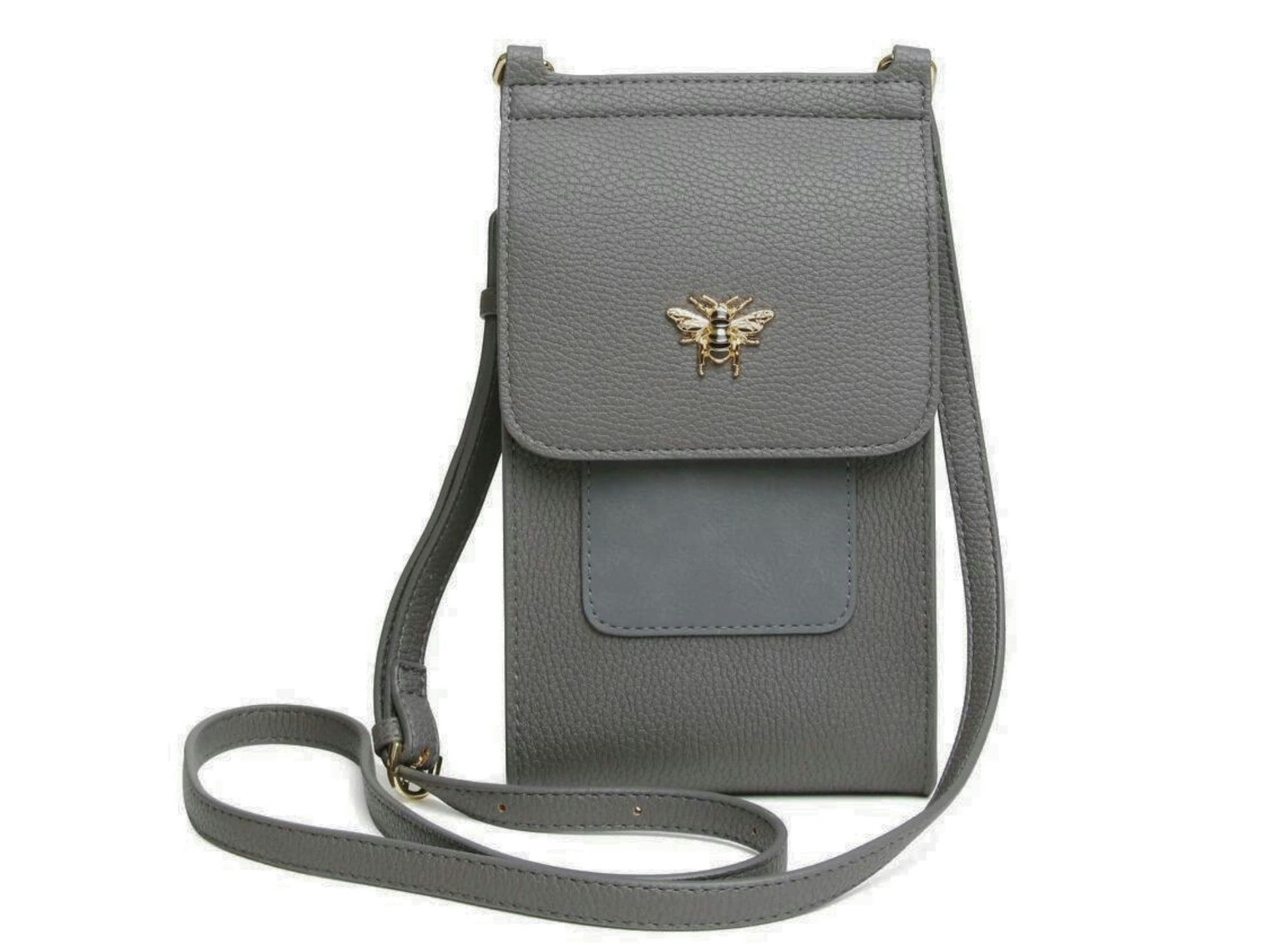 Alice Wheeler Light/Gold Mini Bloomsbury Bee Crossbody Phone Bag - Slate