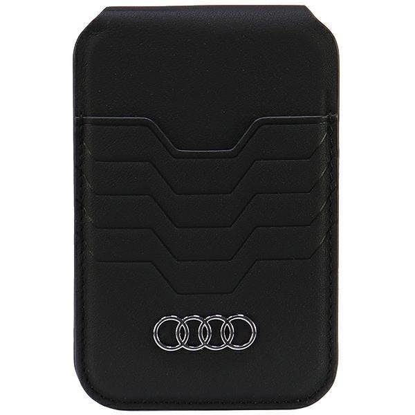 Audi Black Leather Wallet Card Magsafe Magnetic With Stand - Au-Msch-Gt-D3-Bk