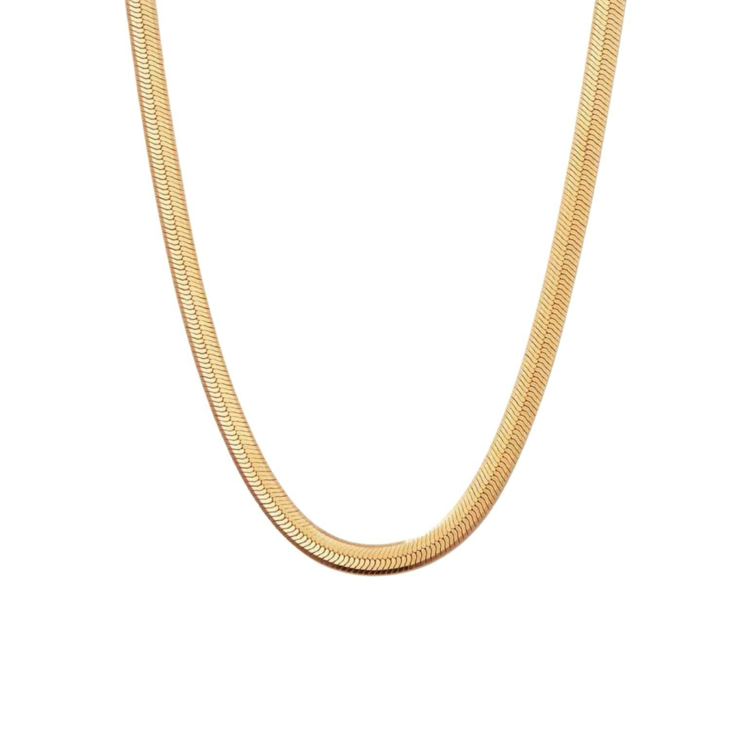 Harfi Women's Gold 18Ct Plated Herringbone Snake Chain Necklace