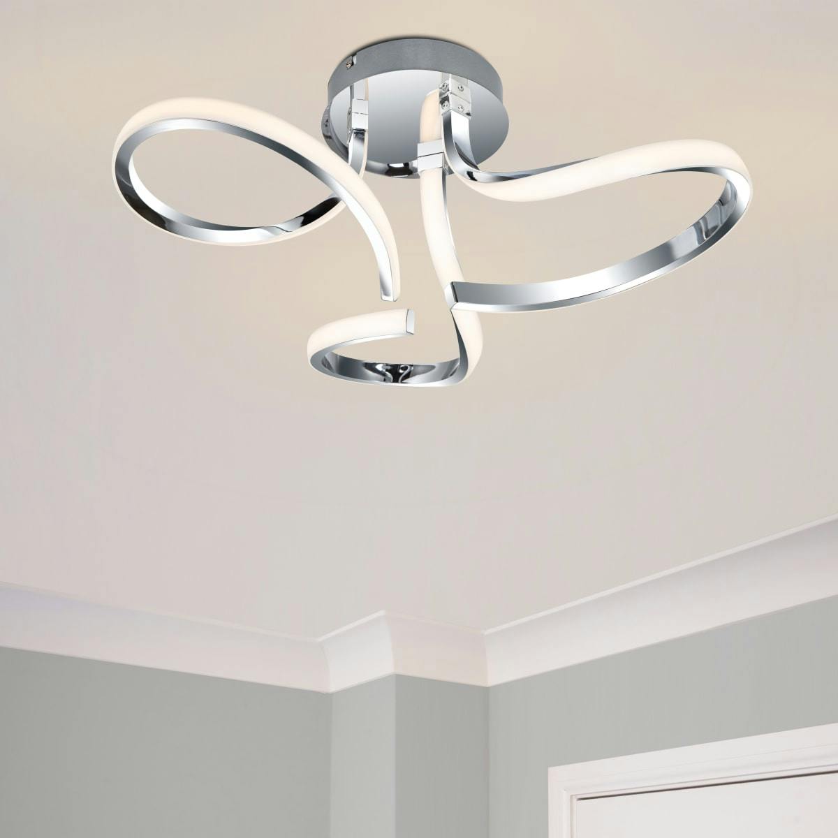 Cosylyte Light Moss 3 Integrated Led, Curved Ceiling - Chrome