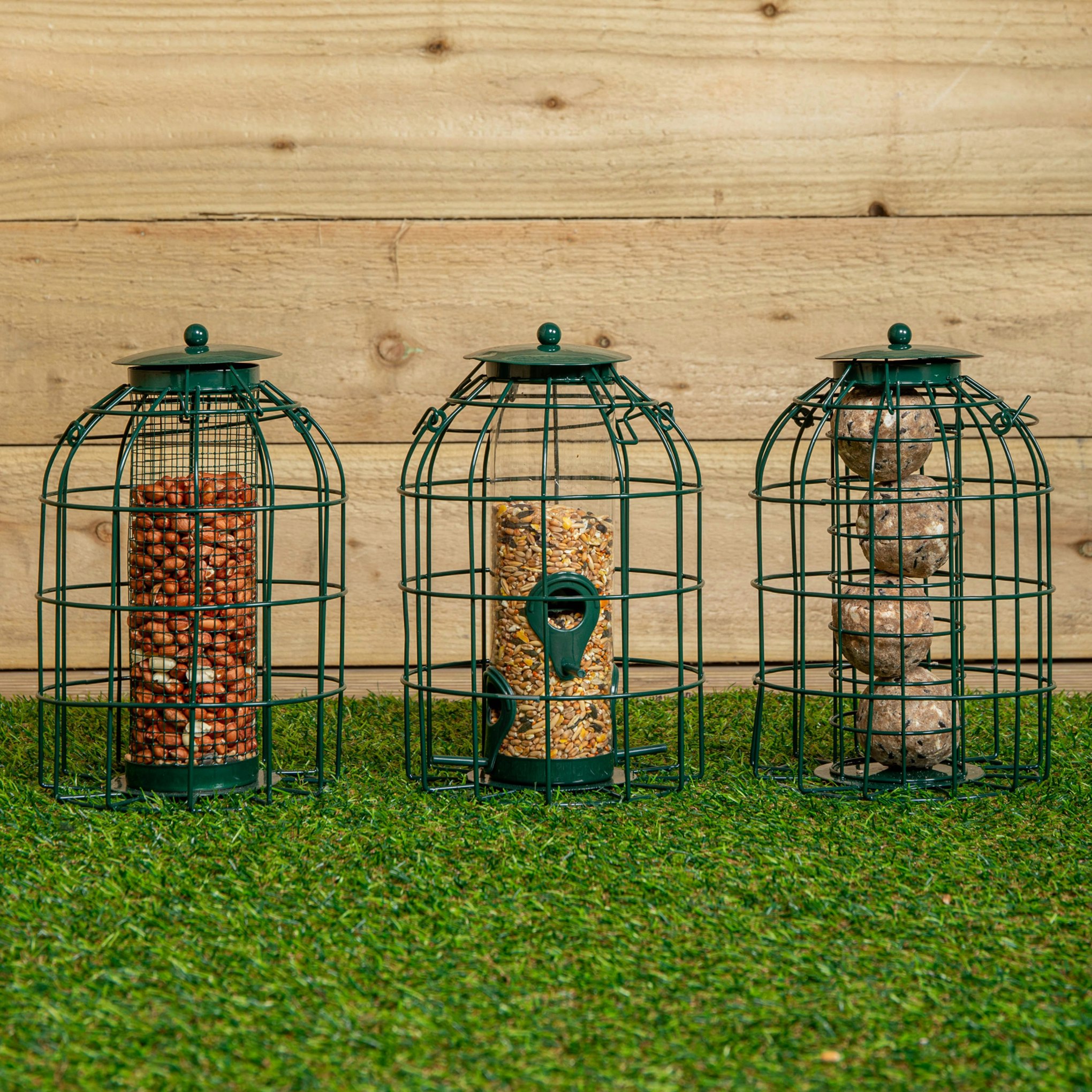 Rackhams Pack Of 3 Hanging Nut Seed & Fat Ball Bird Feeders With Squirrel Guard