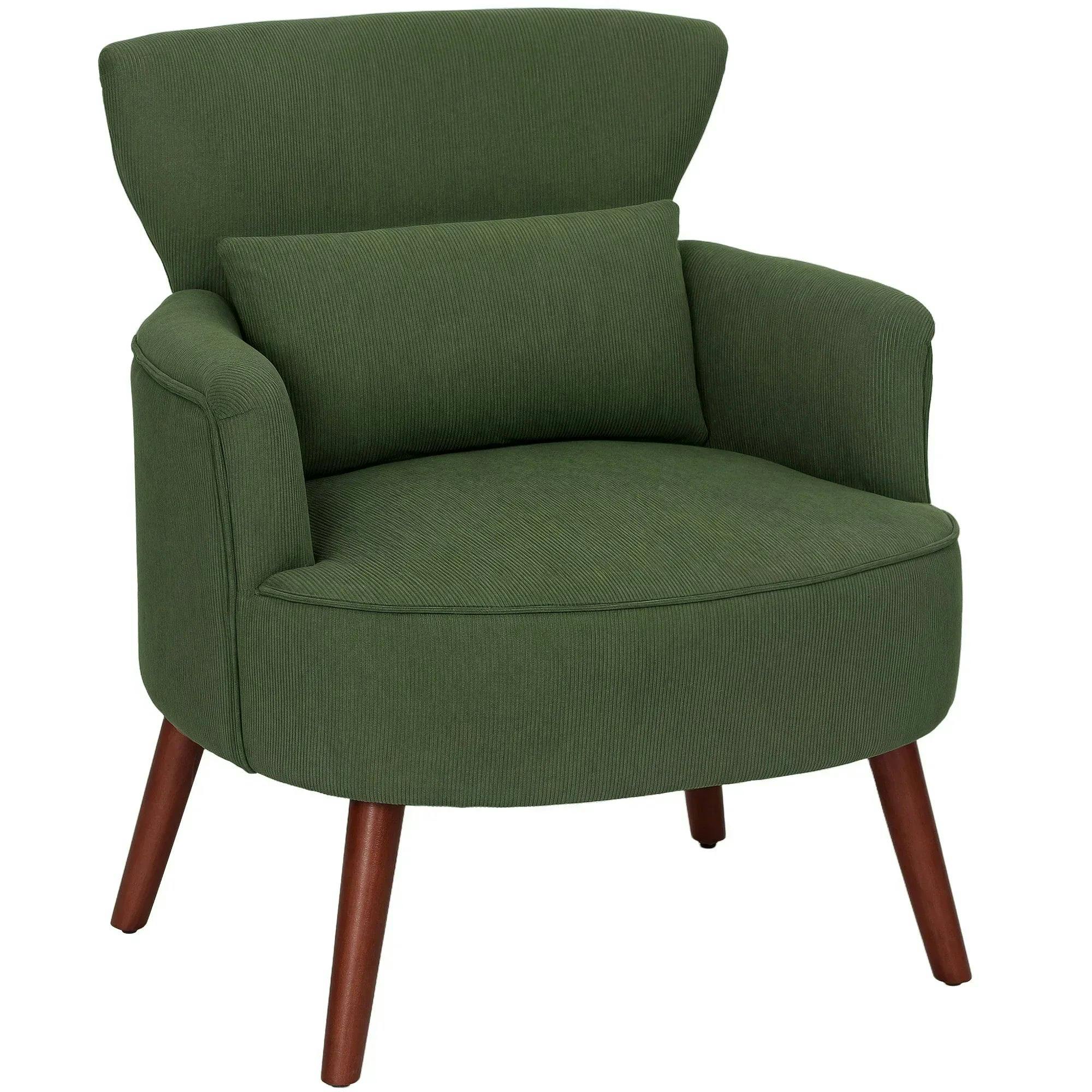 B&Q - Armchair With Padded Seat And Backrest For Living RoomGreen - Image 5