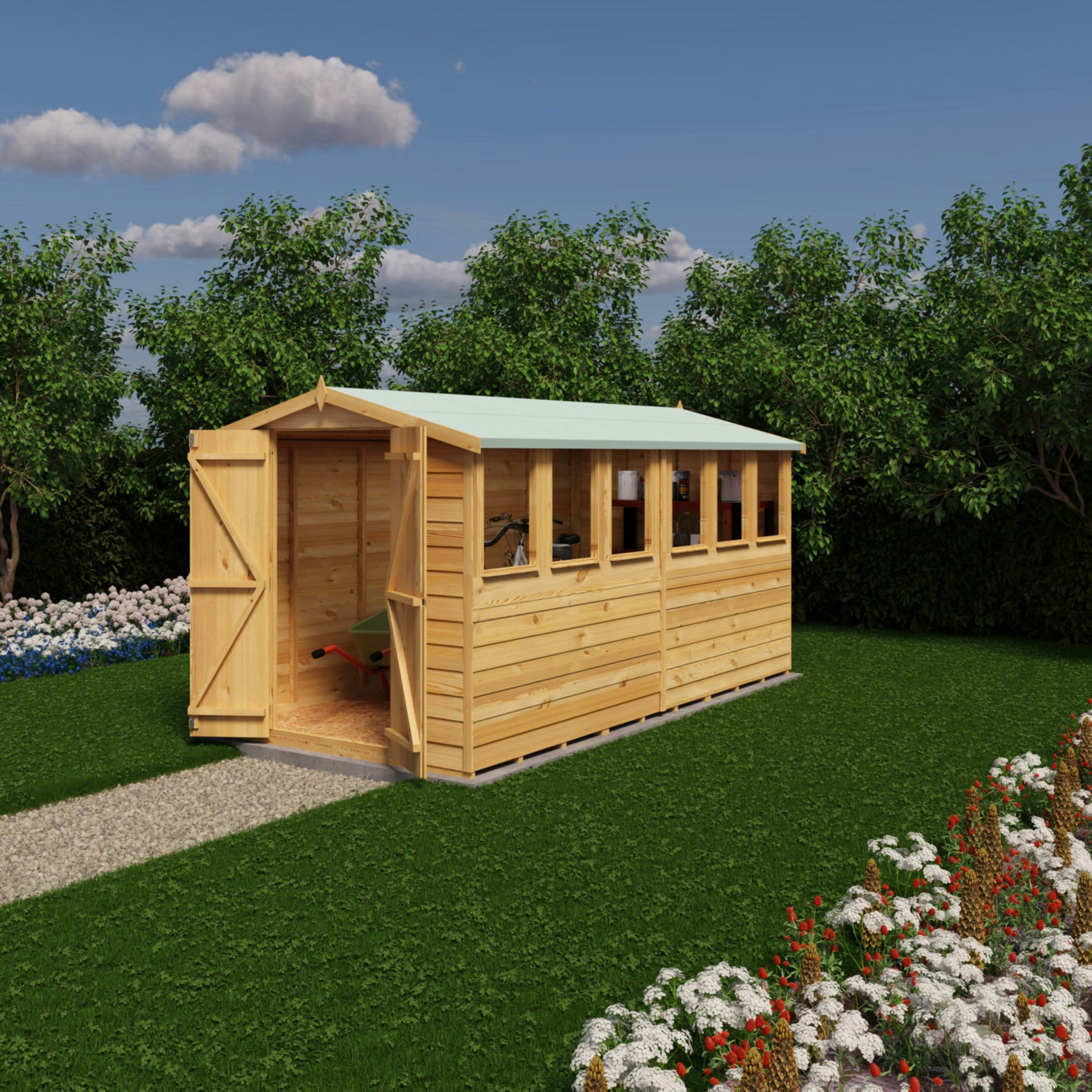 Rackhams Green Overlap Double Door 12X6 Storage Shed