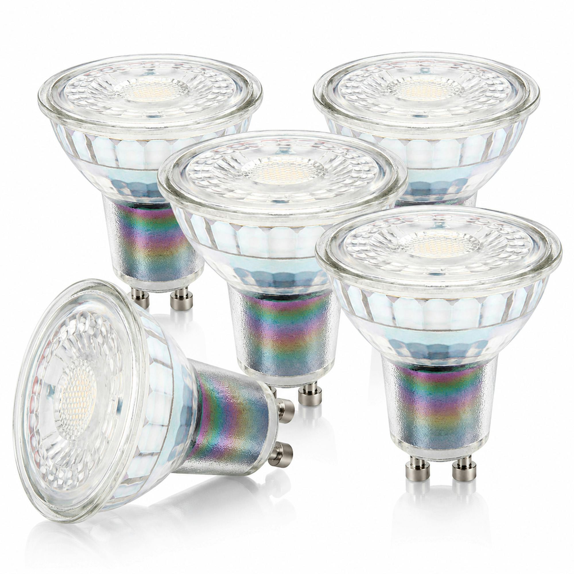 Rackhams White 5 Pack Gu10 Led Bulbs 3.1W 350Lm Premium Glass Spotlights - Warm - 3000K