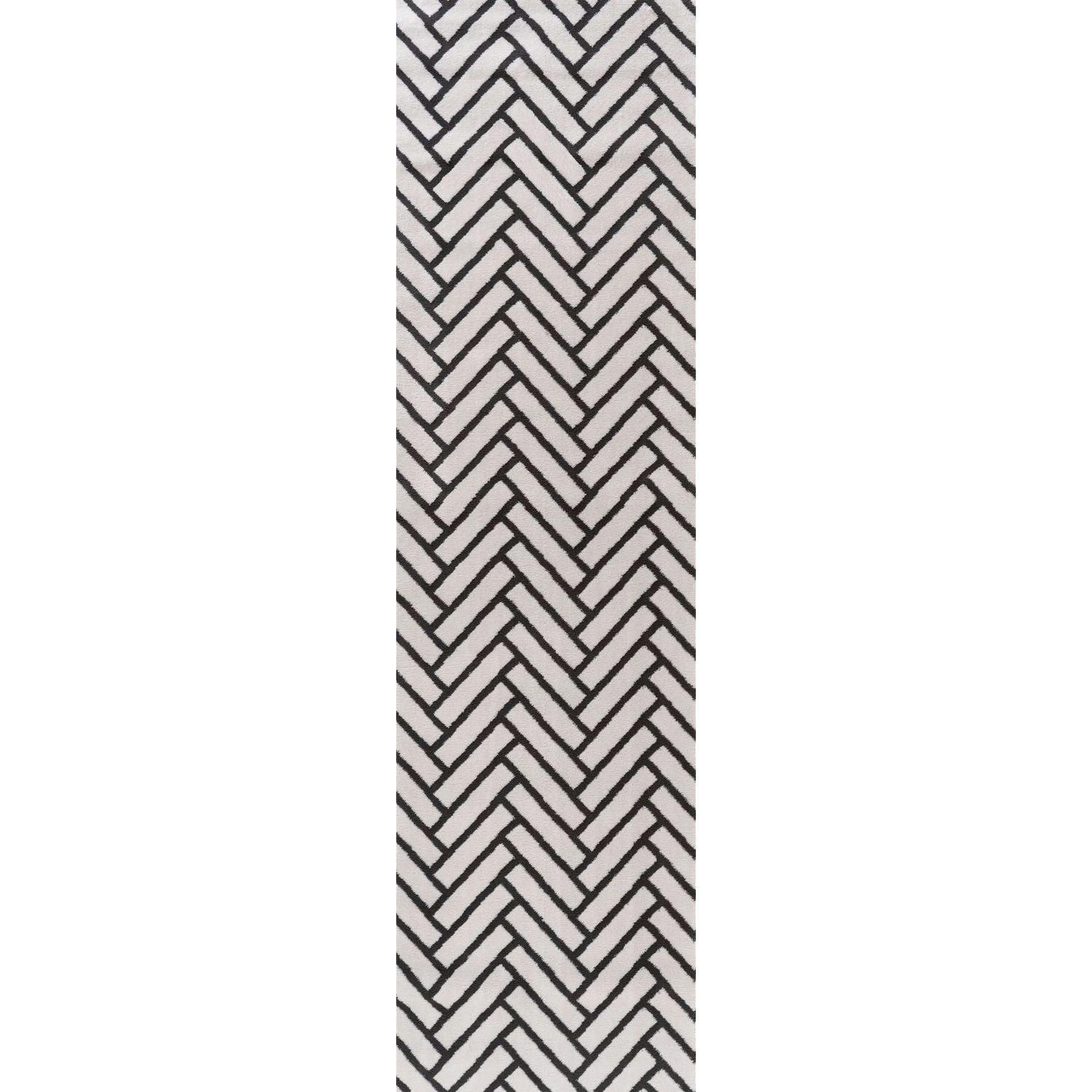 The Rugs Dark/Grey Loft Chevron Rug - 80X300 Cm
