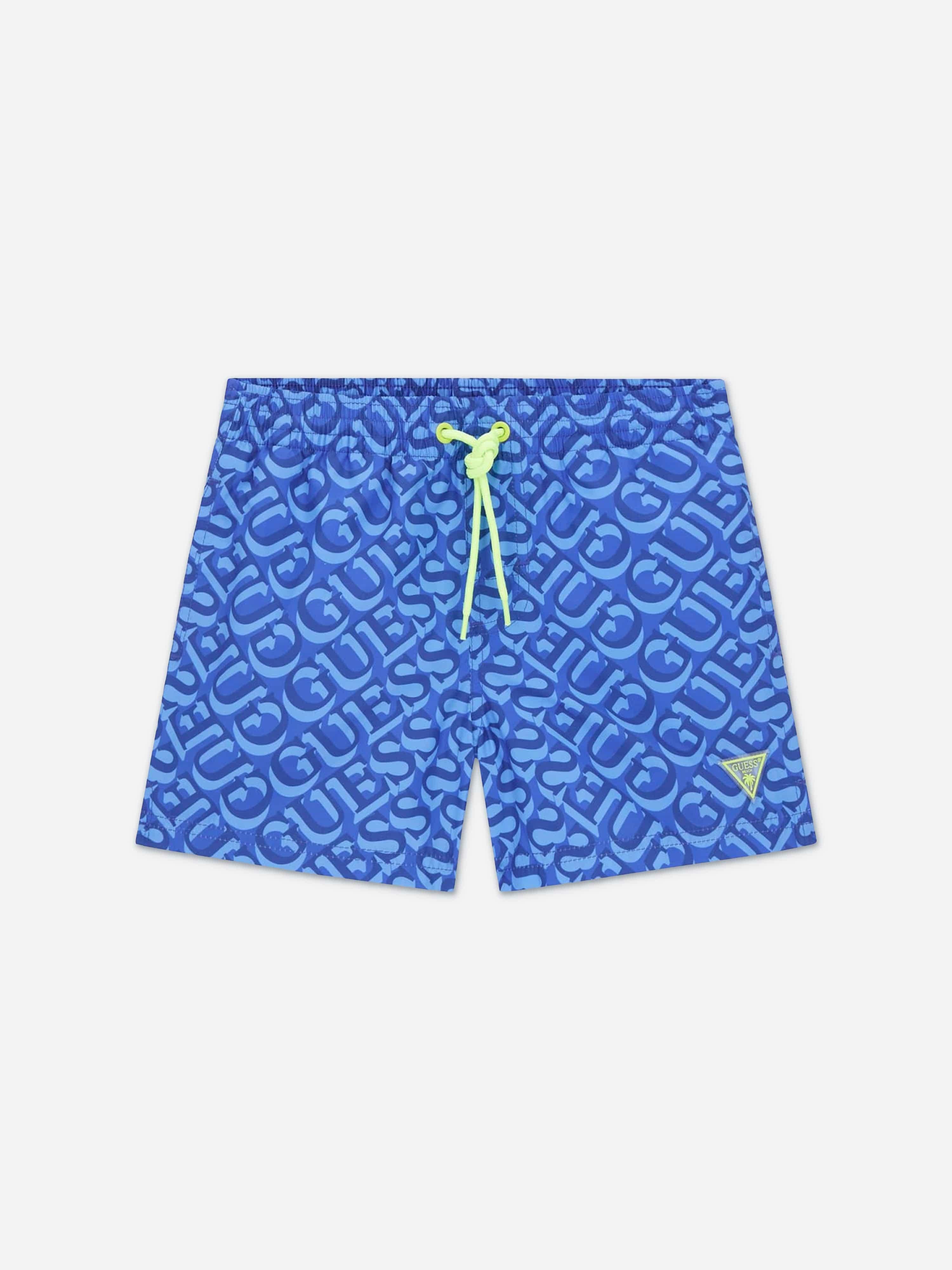 Guess Boys Blue 3D Logo Swim Shorts In - 10 Yrs