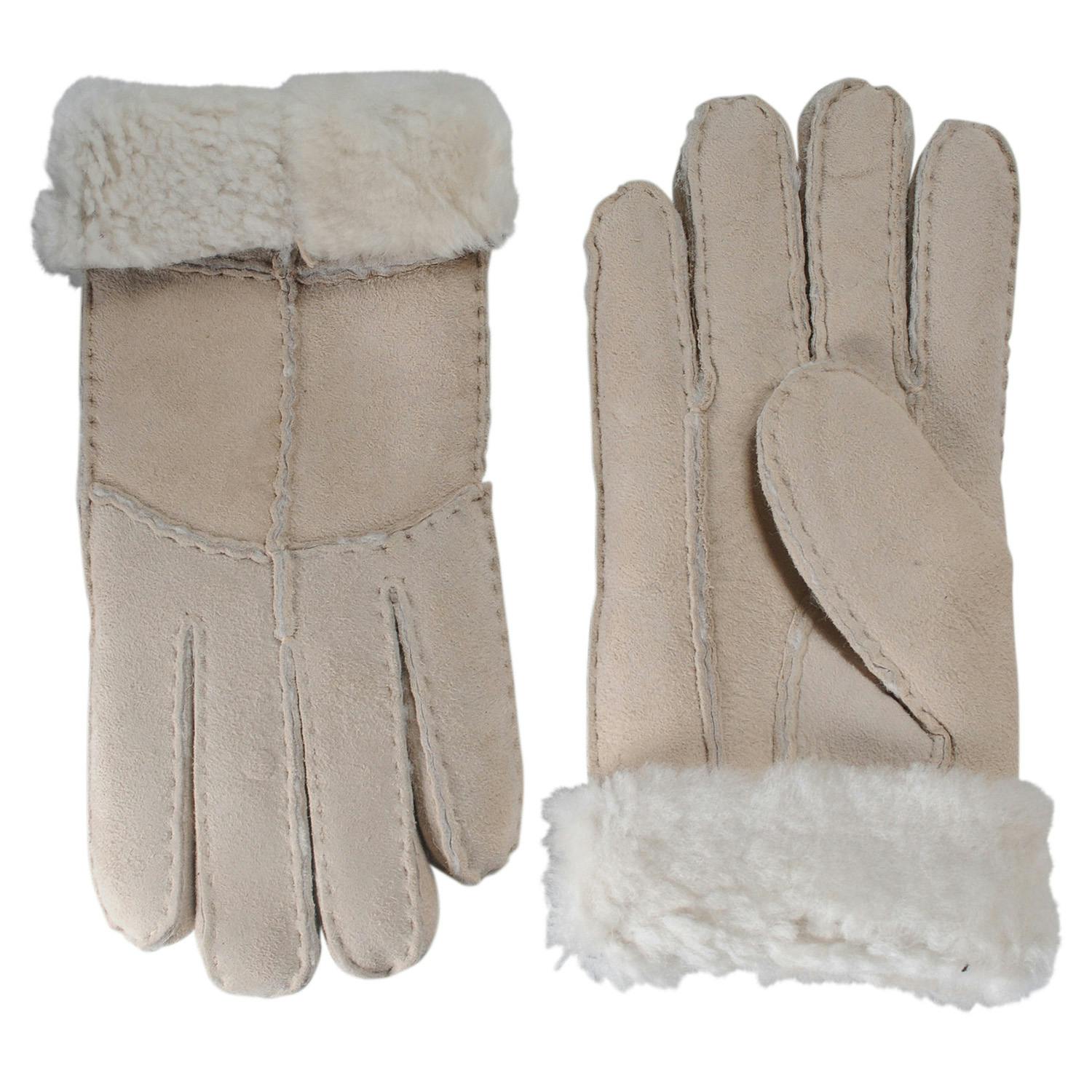 Nordvek Women's Grey Sheepskin Gloves - Medium - 7 - Venetian
