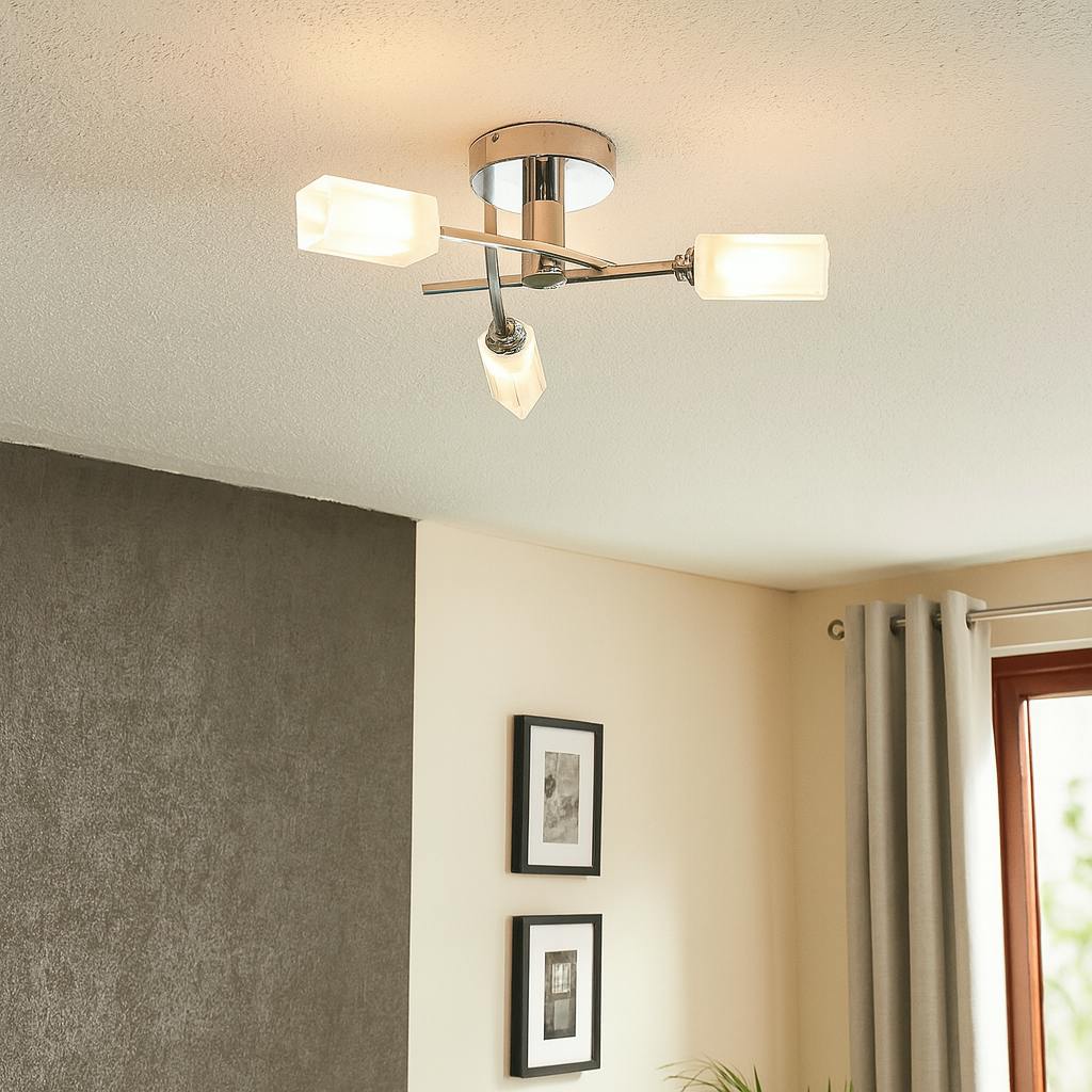 Rackhams Light Icarus 3 Semi Flush Ceiling Polished Chrome