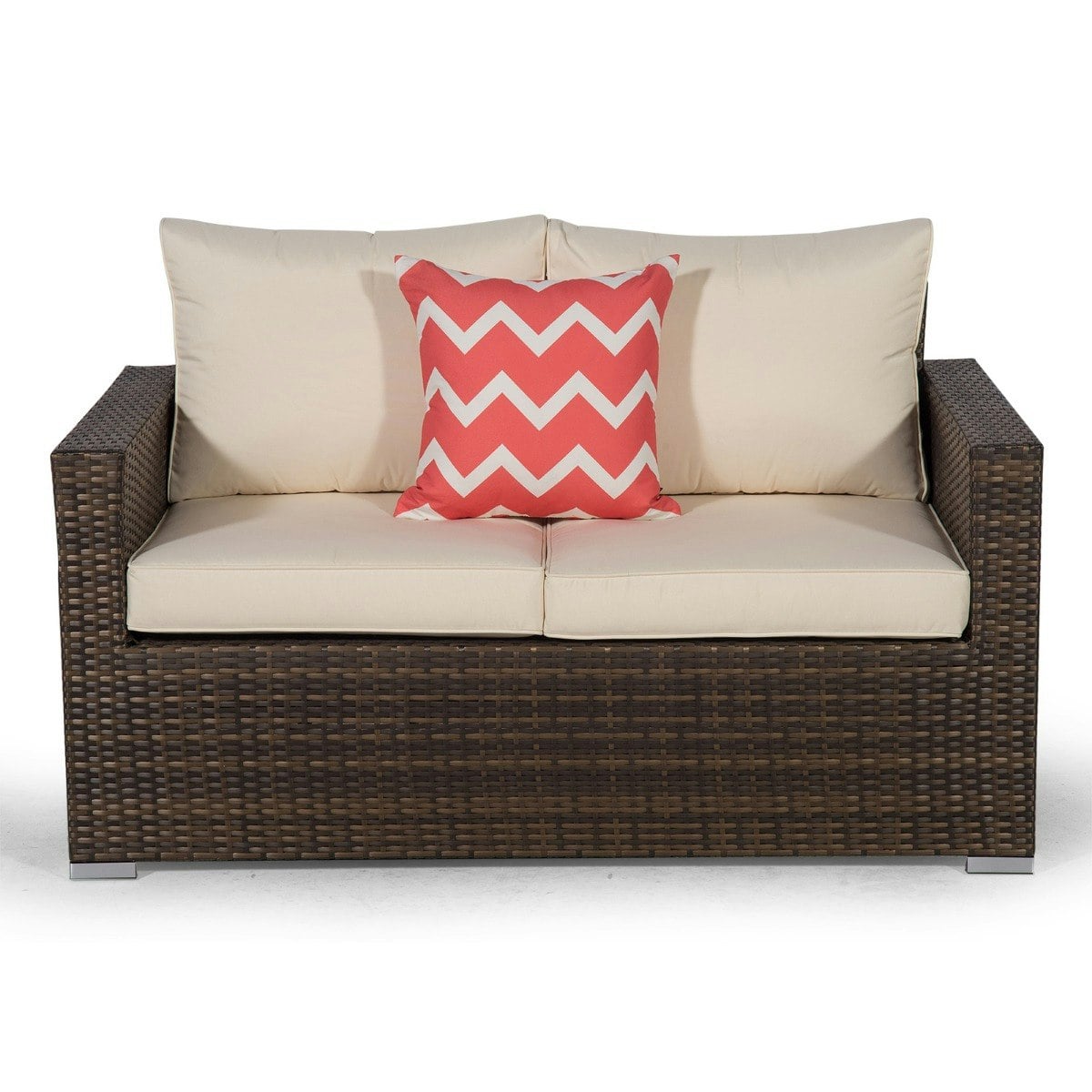 Rackhams Brown Sydney Rattan 2 Seater Loveseat Sofa - 1