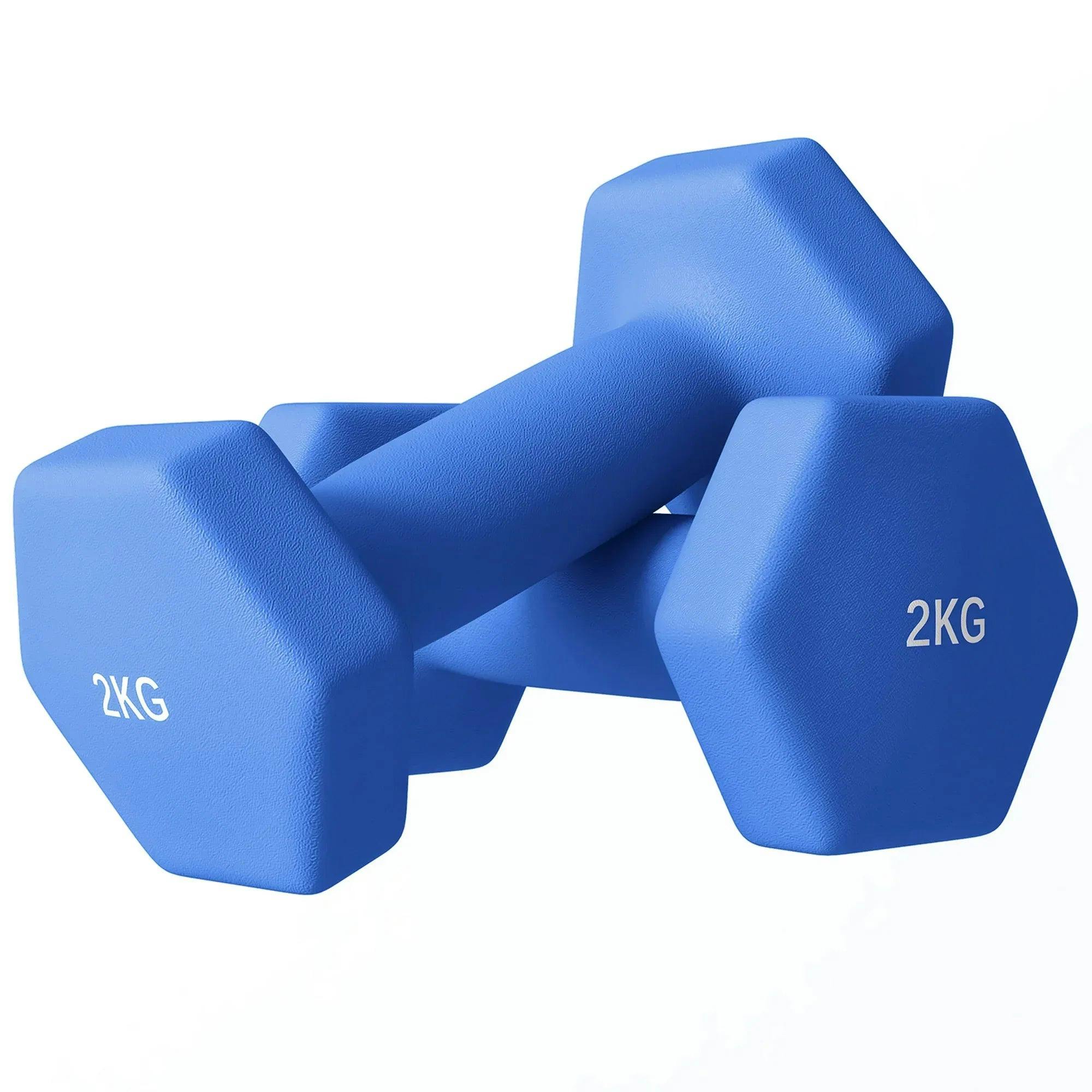 Sportnow Set Of 2 Hexagonal Dumbbells Weights Pair, 2 X 2Kg, Blue - Image 6