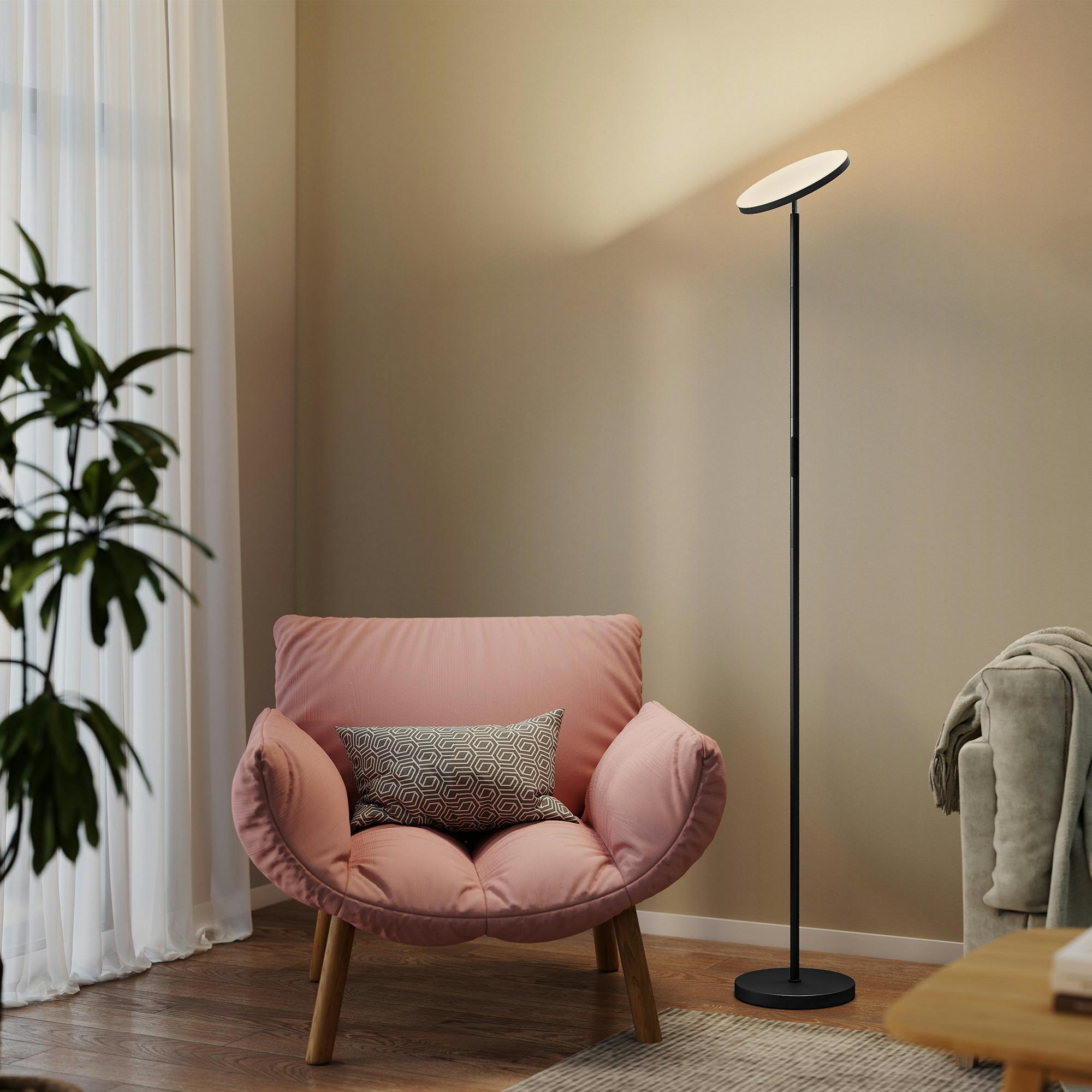 Rackhams Black Rgb Floor Lamp With Rotatable Head, Modern Standing Lamp,